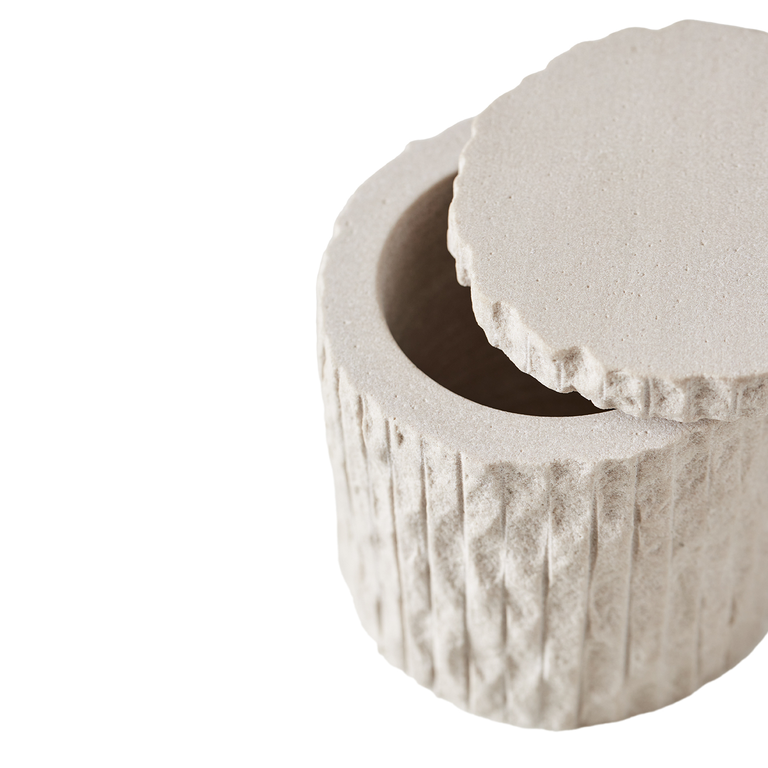 Kama Beholder m. Låg - Sand, Ø9,5xH10 cm - Sandsten - Sand