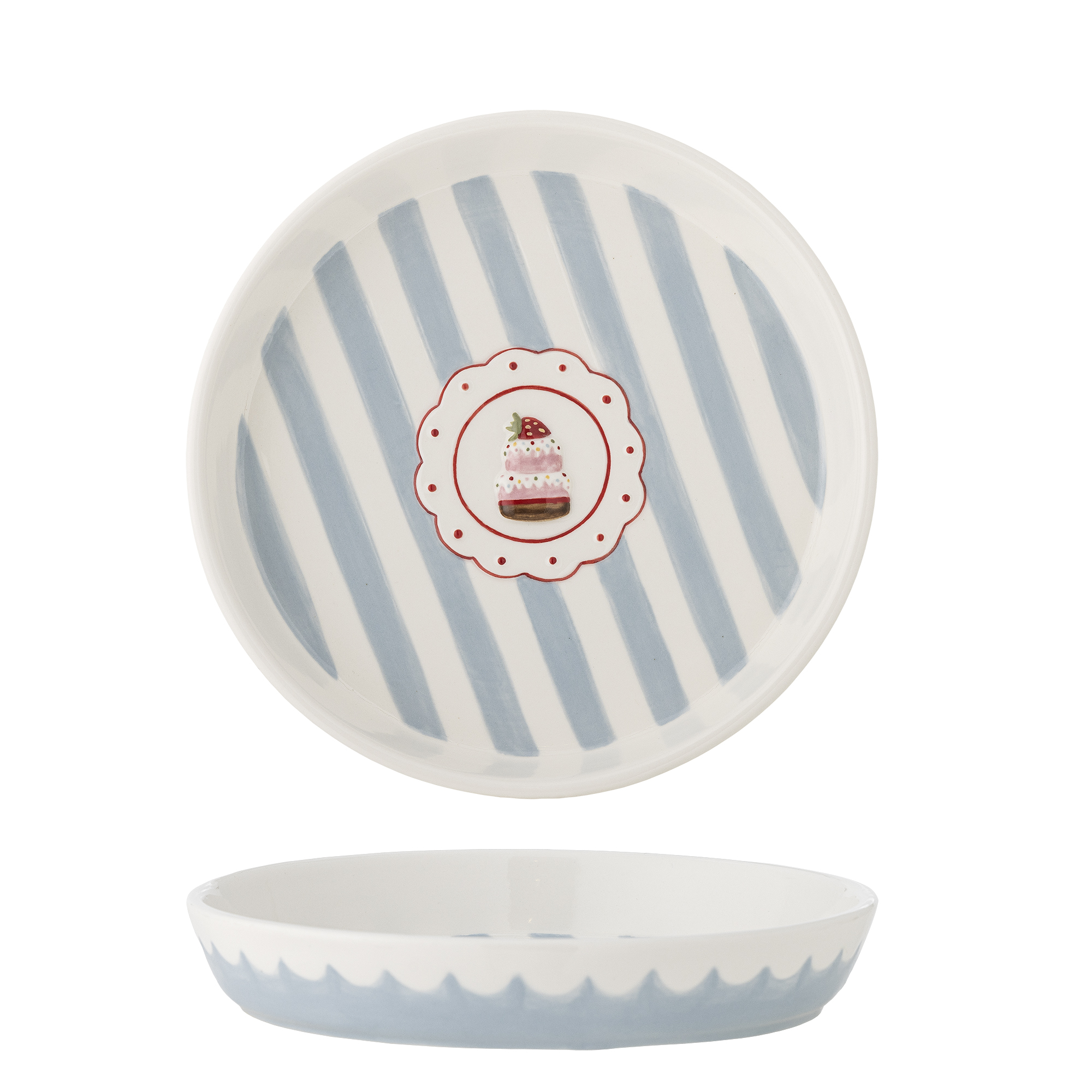 Bloomingville - Lively Serveringsfad, Blå, Stentøj, D20,5xH3,5 cm