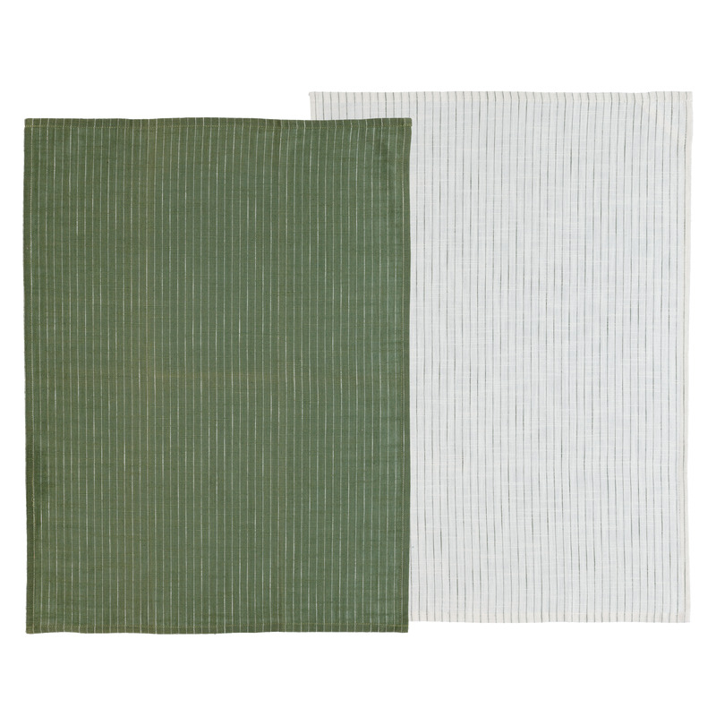 Södahl - Line Viskestykke 50 x 70 cm 2 stk. Olive/White billede