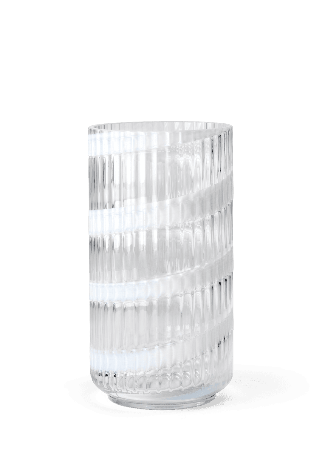 Lyngby Porcelæn - Lyngby Vase H20.5 cm swirl hvid mundblæst glas