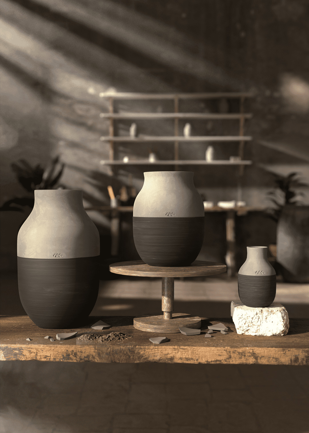 Omaggio Circulare Vase H20 cm antracitgrå Omaggio Circulare Vase H20 cm antracitgrå