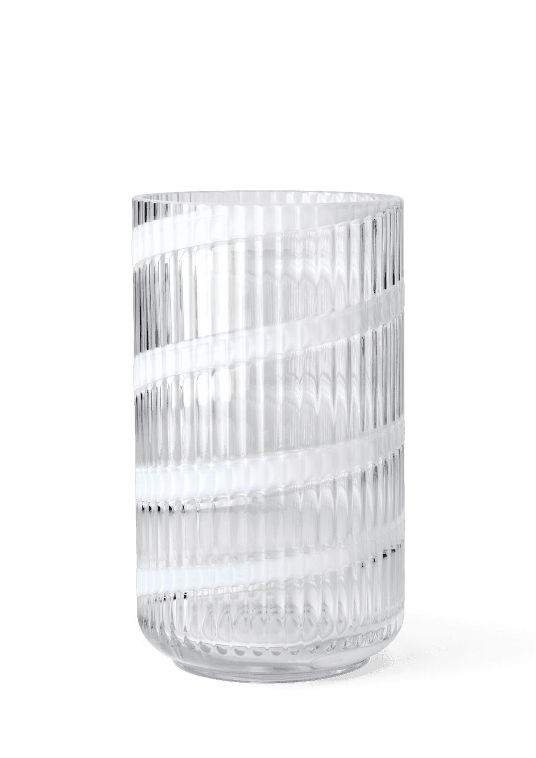 Lyngby Porcelæn - Lyngby Vase H25 cm swirl hvid mundblæst glas