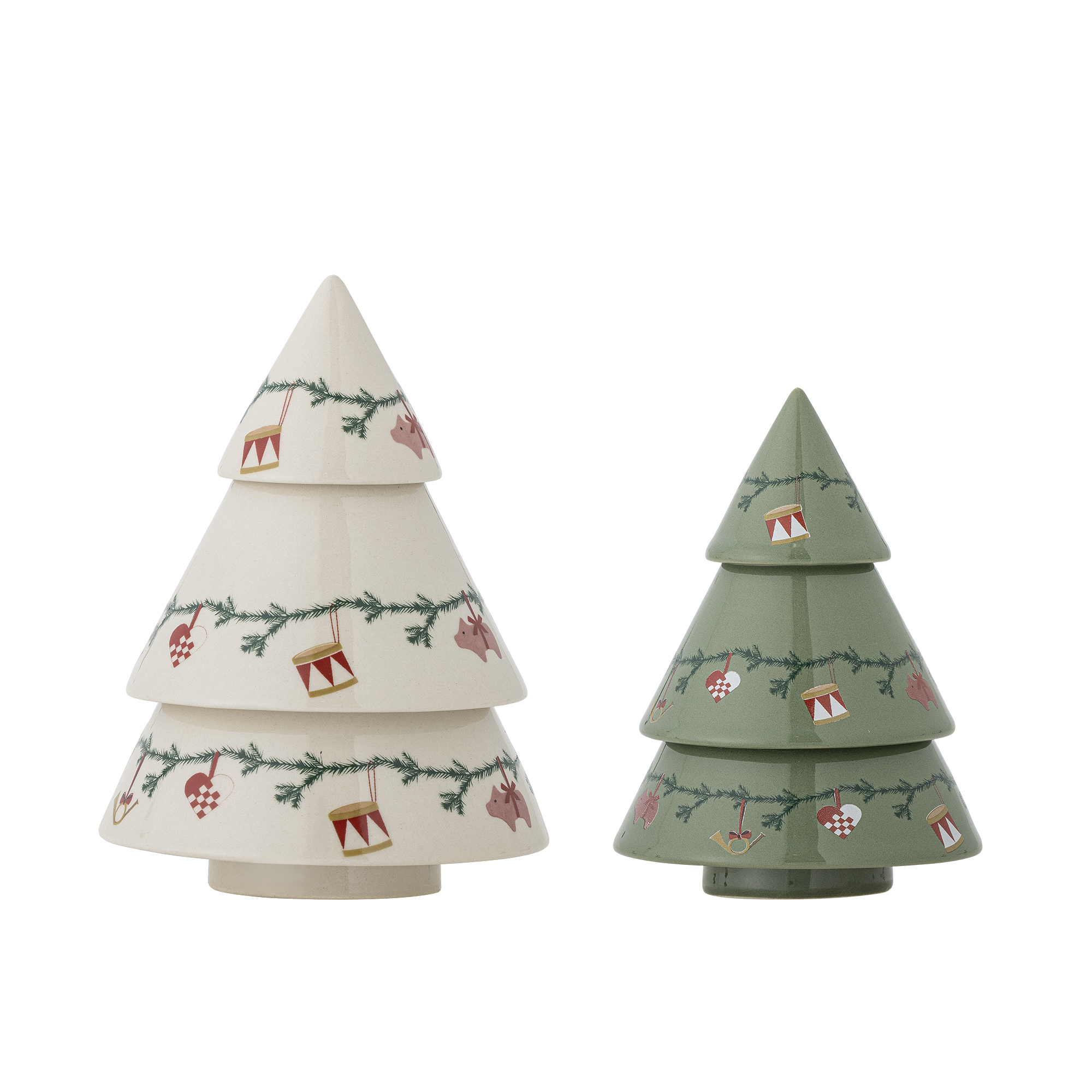 Bloomingville - Yule Deko, Multifarvet, Stentøj, D9xH12/D11xH14,5 cm, Set of 2 billede