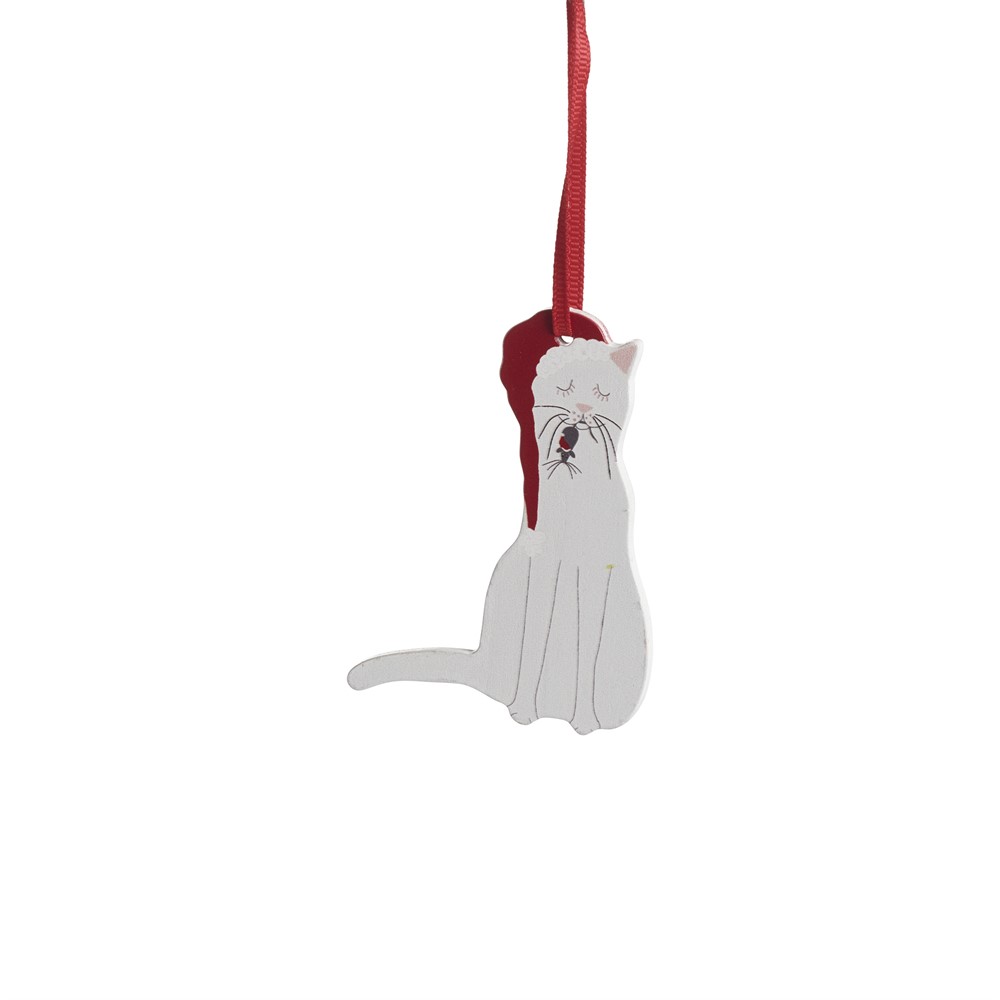 Nääsgränsgården - Woodornament Cat white, H.8cm