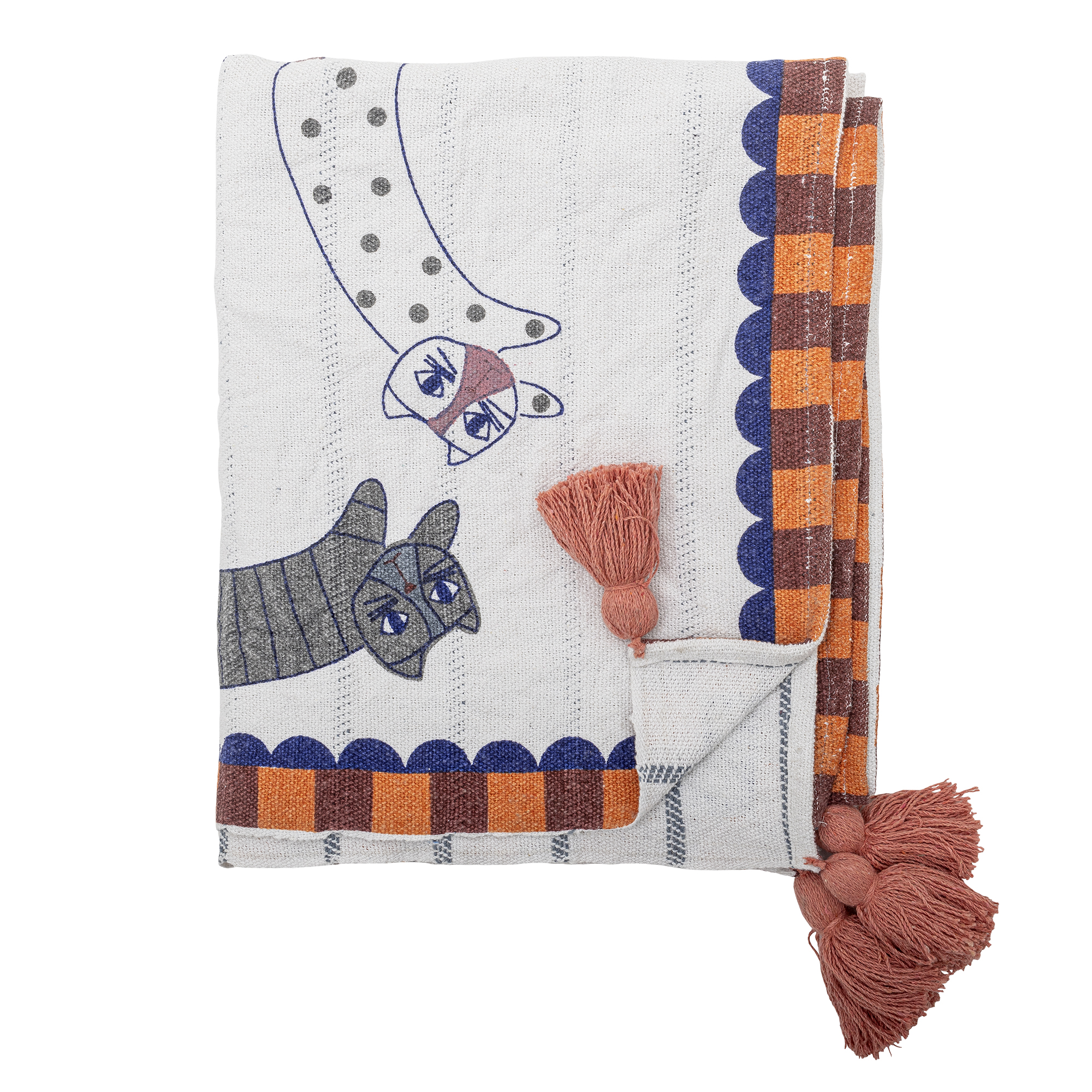 Bloomingville - Missy Plaid, Multifarvet, Genanvendt Bomuld, L155xW130 cm