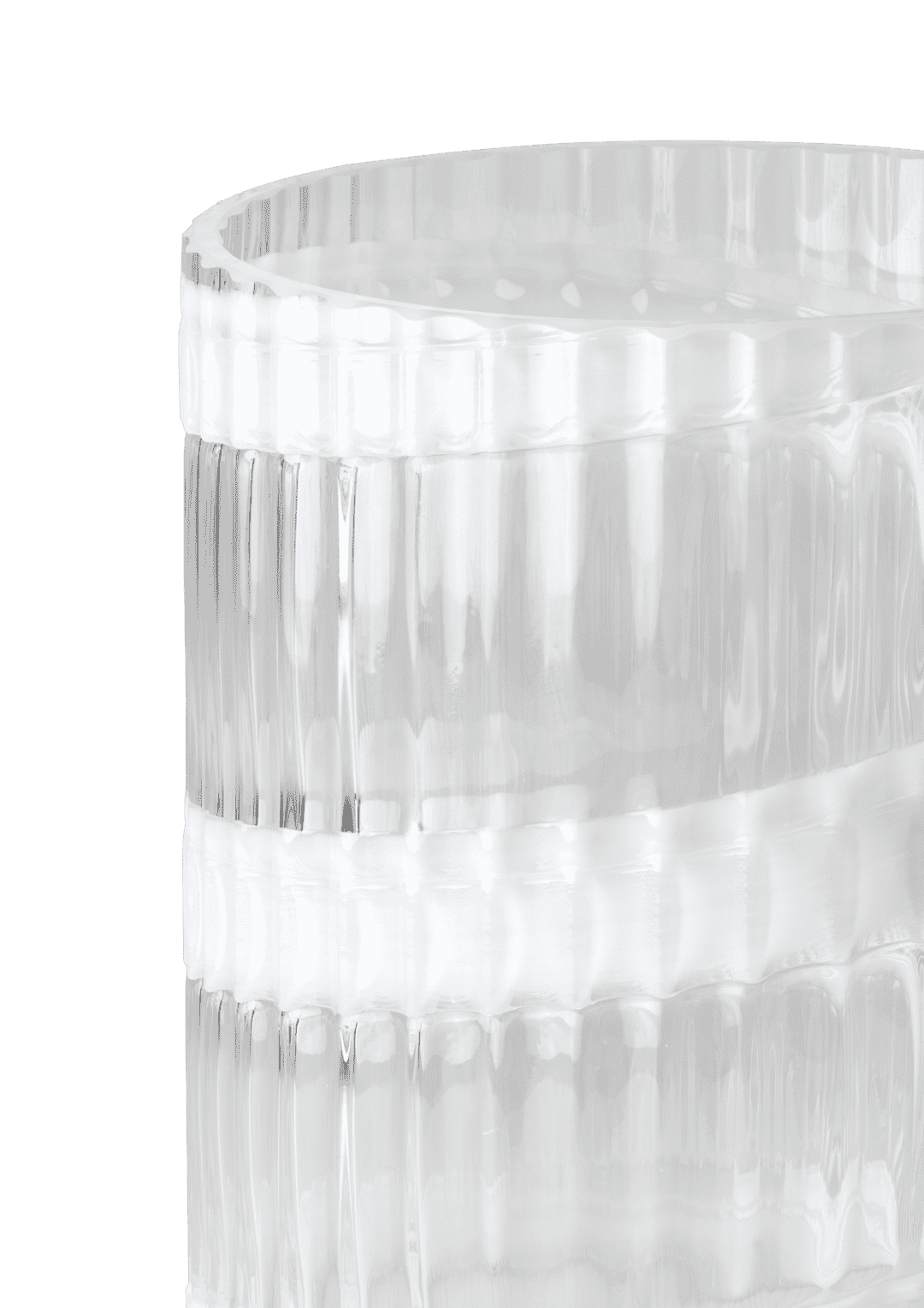 Lyngby Vase H20.5 cm swirl hvid mundblæst glas