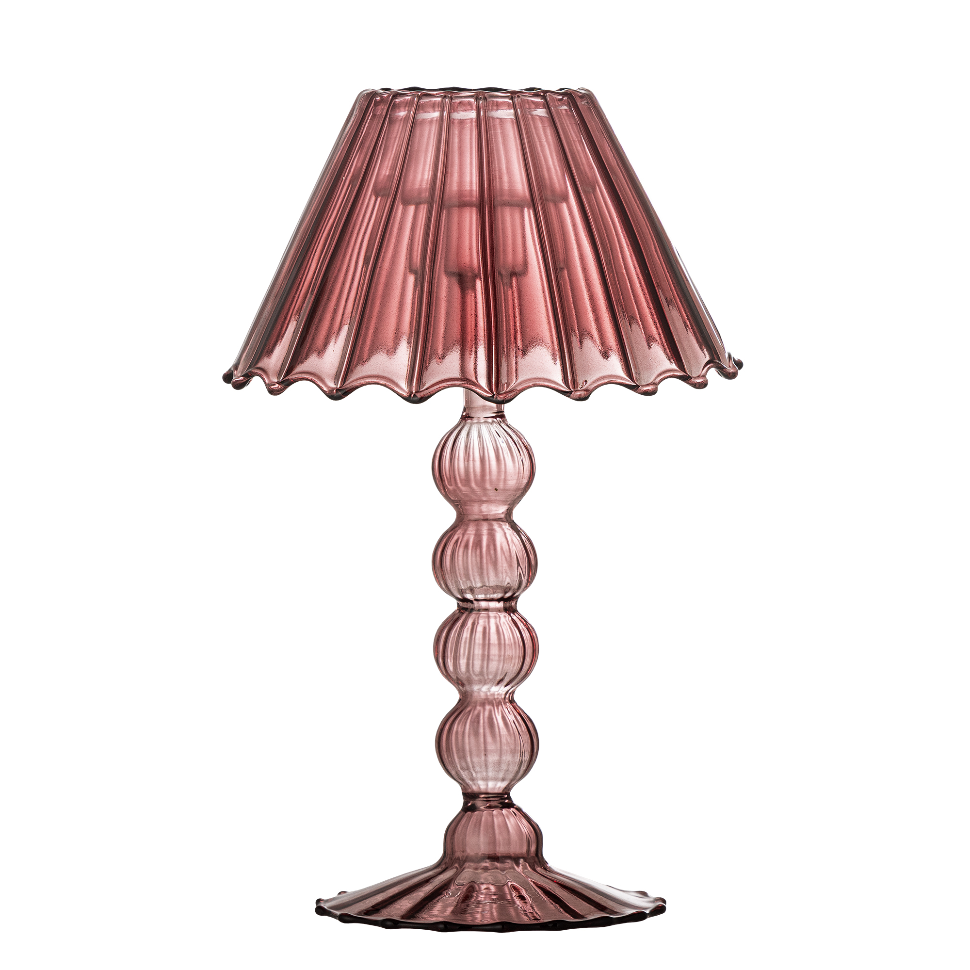 Bloomingville - Cisco Fyrfadsstage, Rød, Glas, D12xH19,5 cm billede