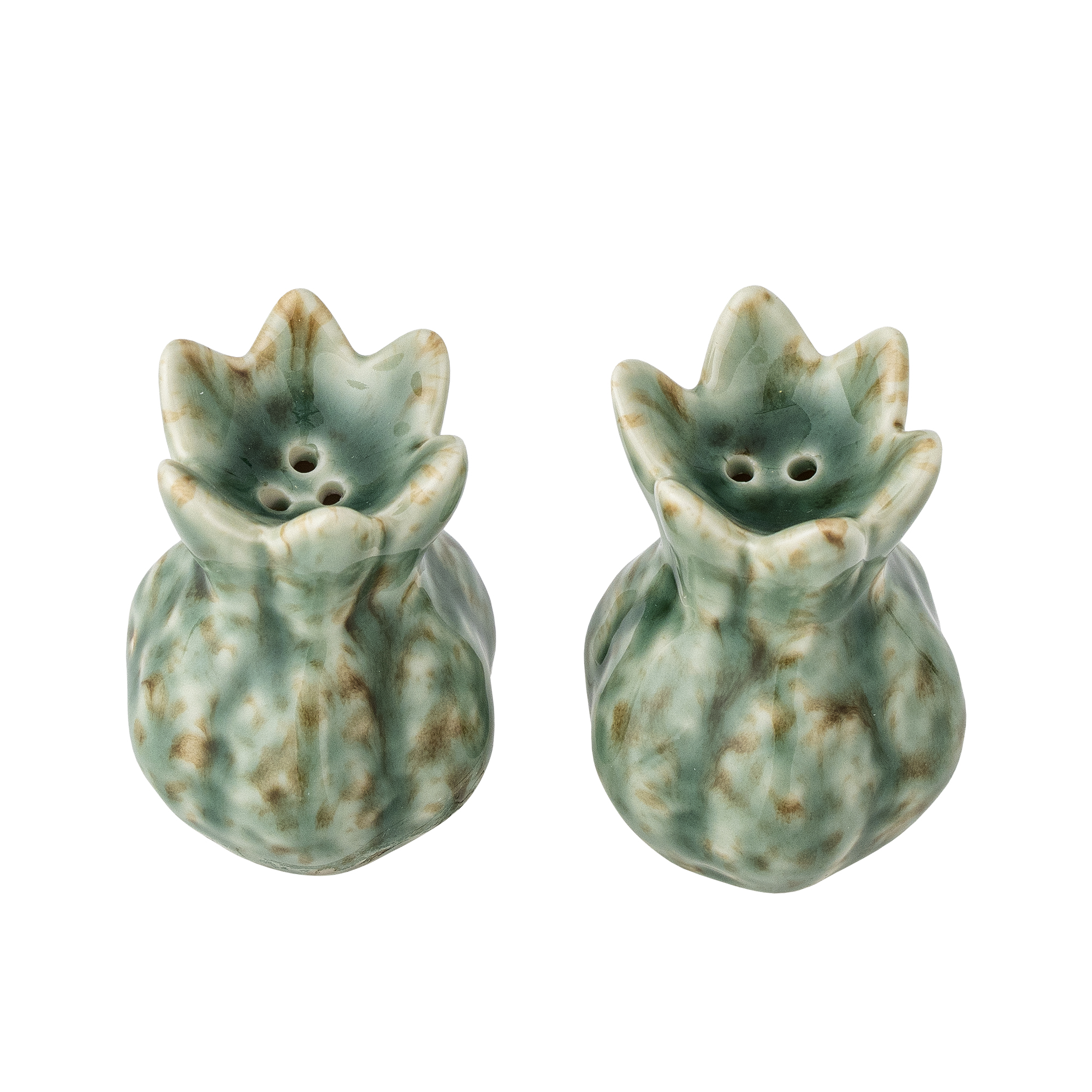 Bloomingville - Cyrill Salt & Pebersæt, Grøn, Stentøj, D5xH7 cm, Set of 2