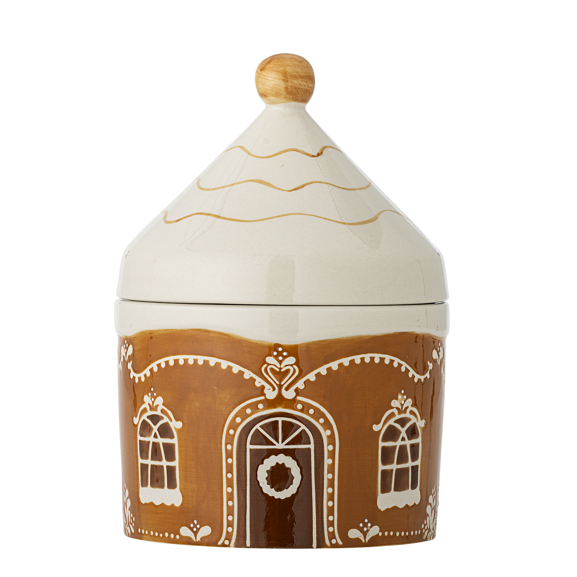 Bloomingville - Gina Krukke m/låg, Brun, Stentøj, D16xH23 cm