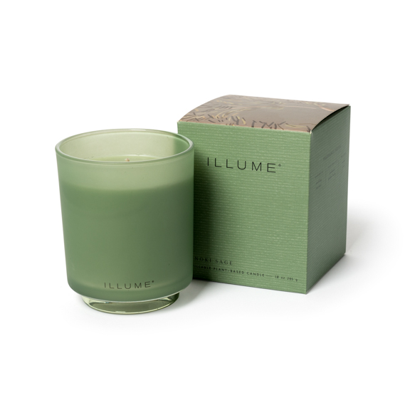 Bloomingville - Hinoki Sage Box Glass Candle, Grøn,, 285 G. - 50 Hours - D9xH10,7 cm