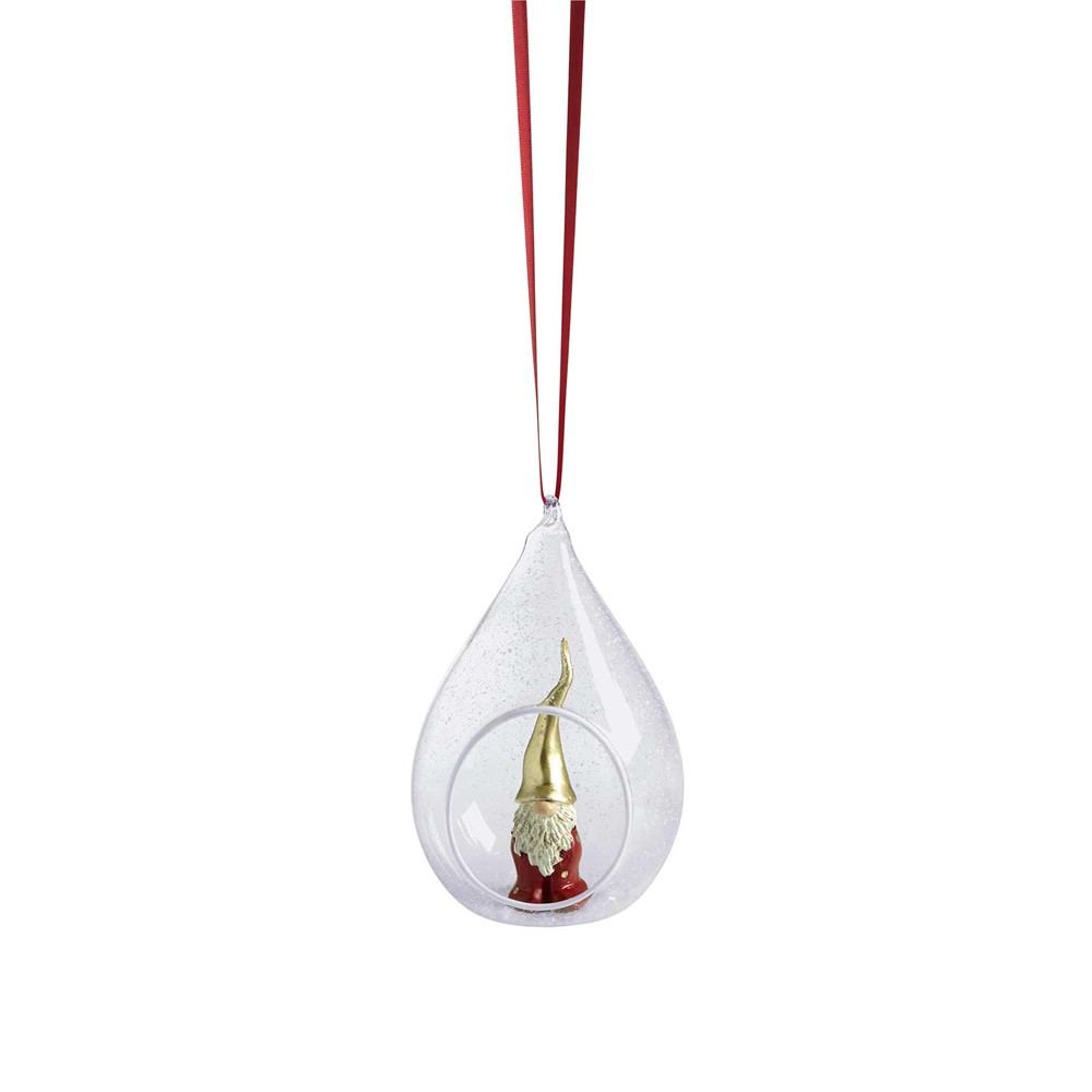 Nääsgränsgården - Glass ball Santa Fritte, red H.13,5cm