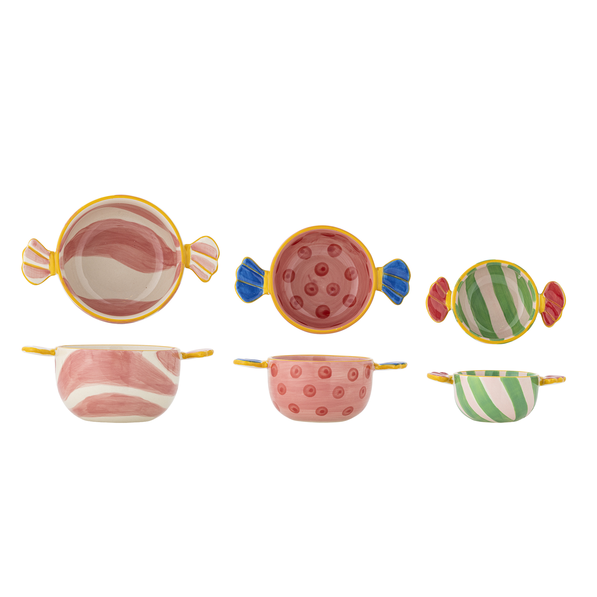 Bloomingville - Caramella Skål, Multifarvet, Stentøj, L13xH4,5xW8/L16,5xH7xW10/L18,5xH9,5xW12, Set of 3