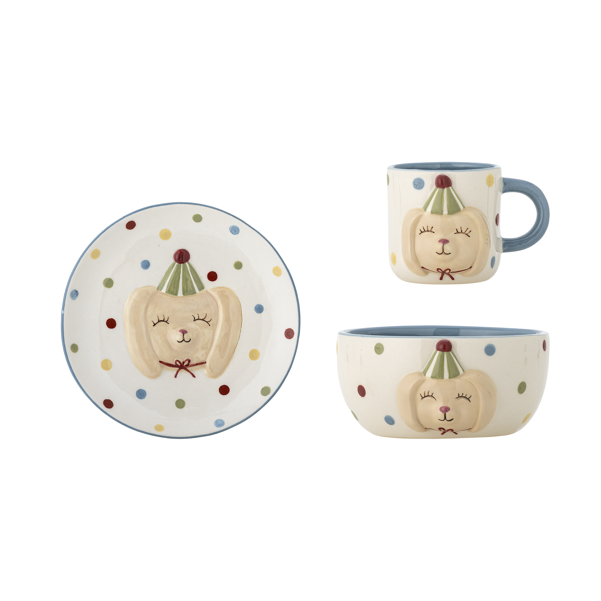 Bloomingville - Party Stelsæt, Multifarvet, Stentøj, C:D9xH8/B:D14xH8/P:D15,5xH2 cm, Set of 3