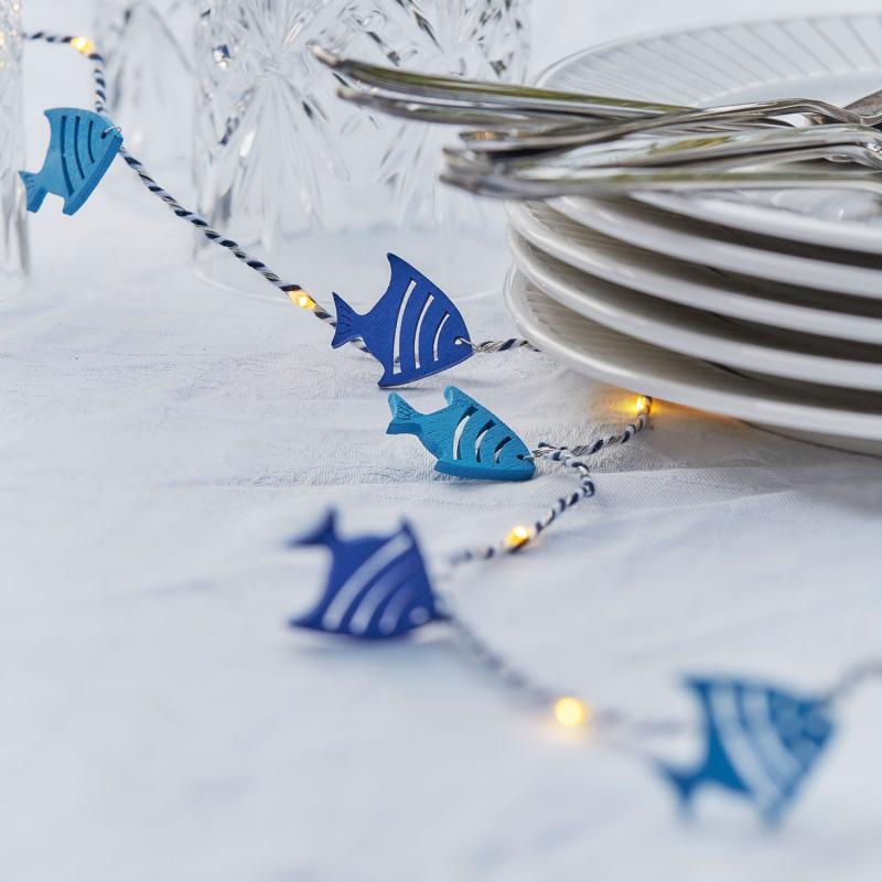 Sirius - Selma Fisk, 20LED lyskæde, Blå, 2m+30cm