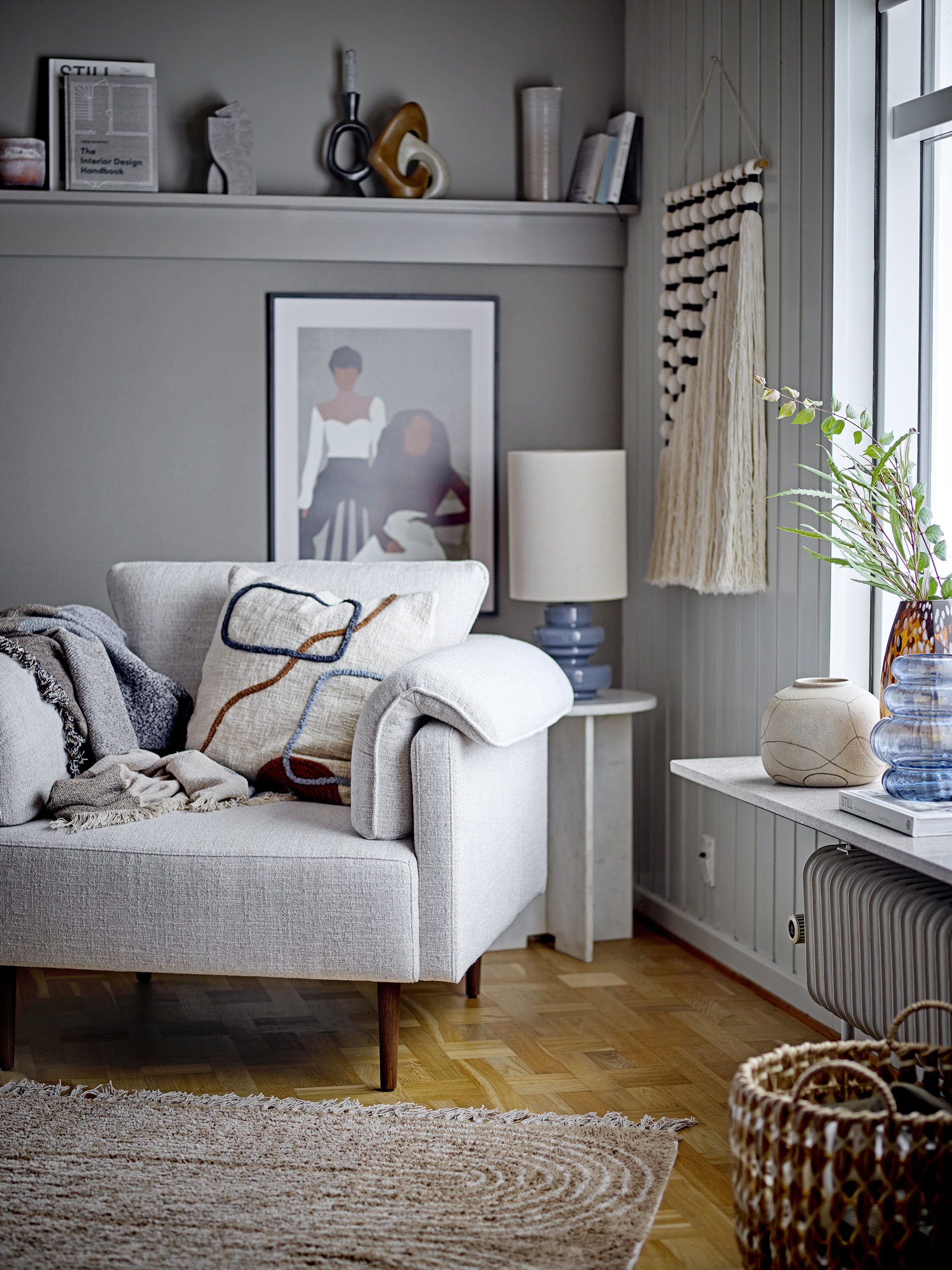 Fabiola Bordlampe, Blå, Glas, D24xH51 cm