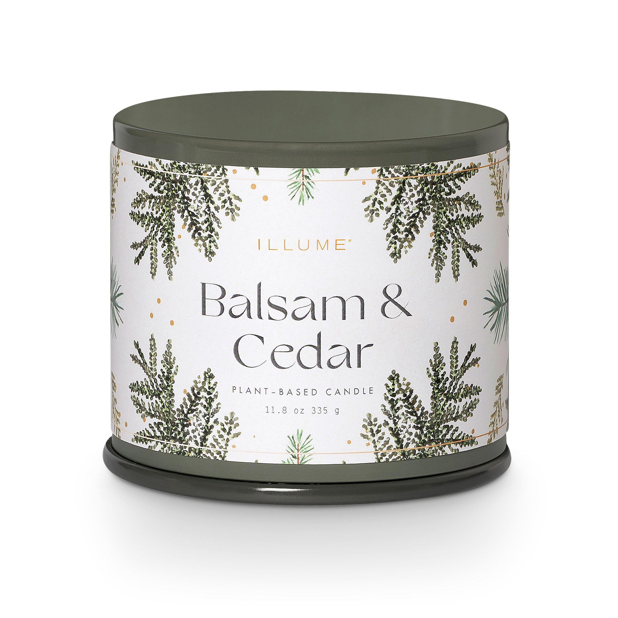 Bloomingville - Balsam & Cedar Vanity Tin Duftlys, Grøn,, 335 G. - 50 Hours - D9,7xH8,5 cm