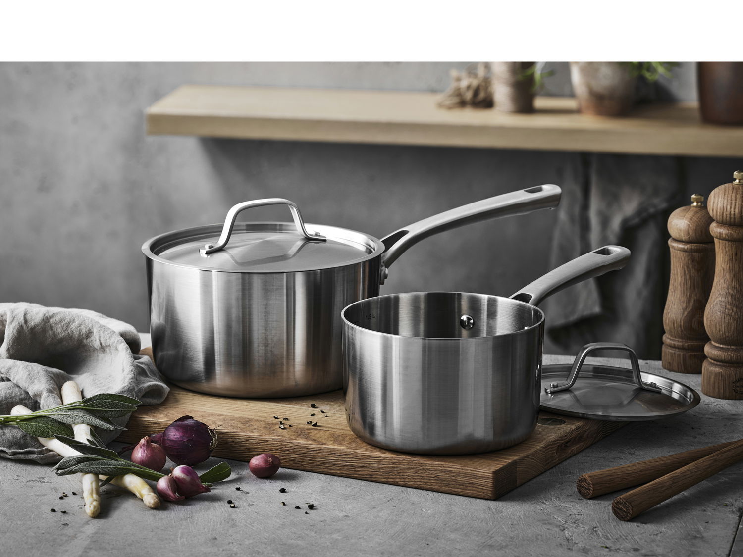 Pillivuyt Gourmet Divette Kasserolle med låg 16 cm, Silver metallic