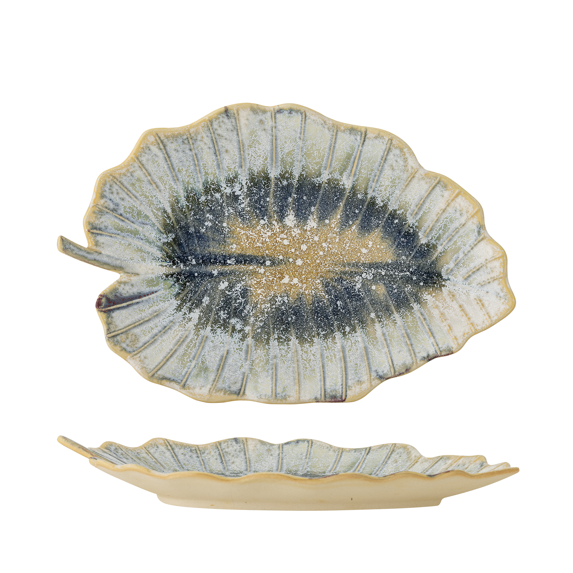 Bloomingville - Dorreen Serveringsfad, Blå, Stentøj, L31xH4xW19,5 cm