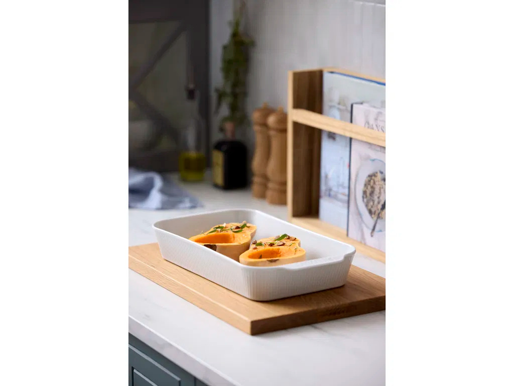 Pillivuyt Plissé Fad dybt 38 x 21 x 6 cm Hvid