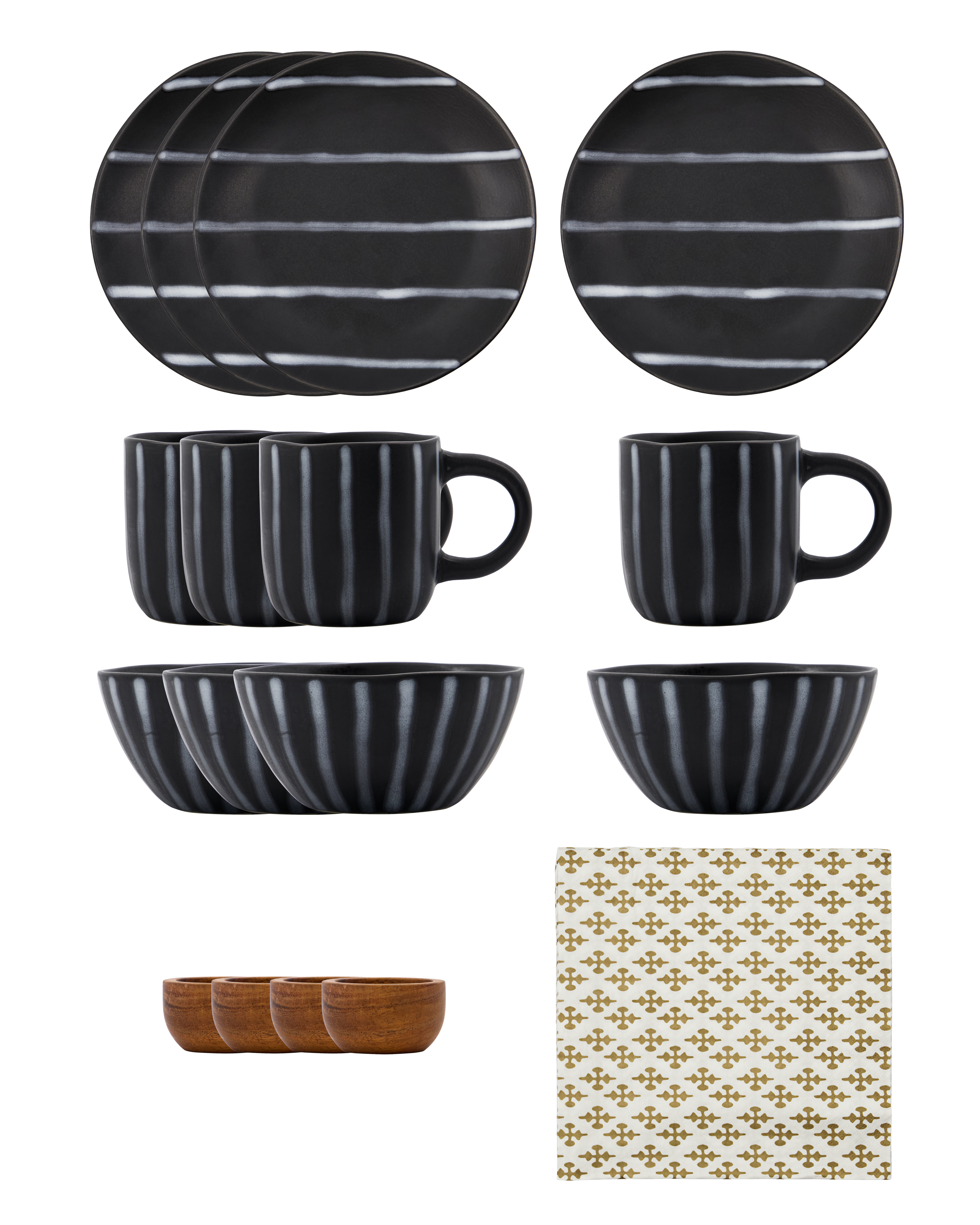 House Doctor - Brunchsæt, Line, Sort, Brun billede