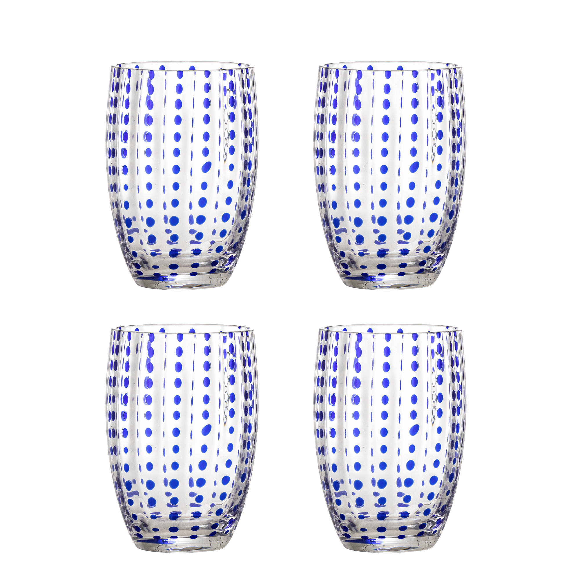 Bloomingville - Brinley Drikkeglas, Blå, Glas, D7,5xH11 cm, Set of 4 billede