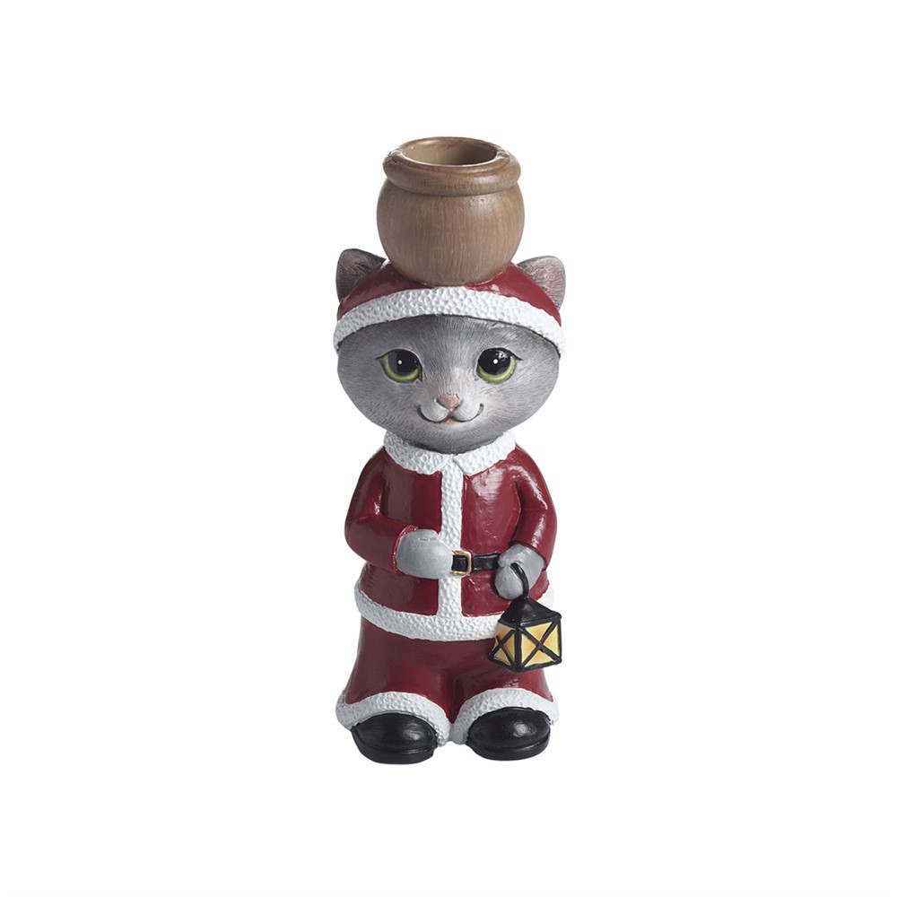 Lysestage Kat, Santa H.14,8cm