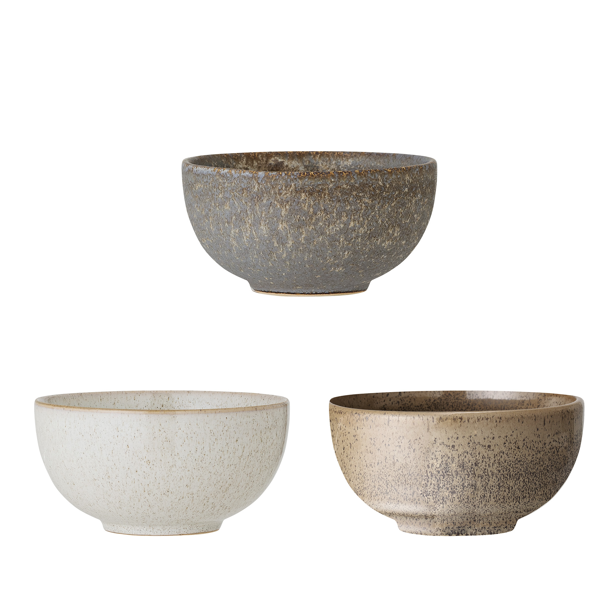 Bloomingville - Addison Skål, Grå, Stentøj, D16xH8 cm, Set of 3
