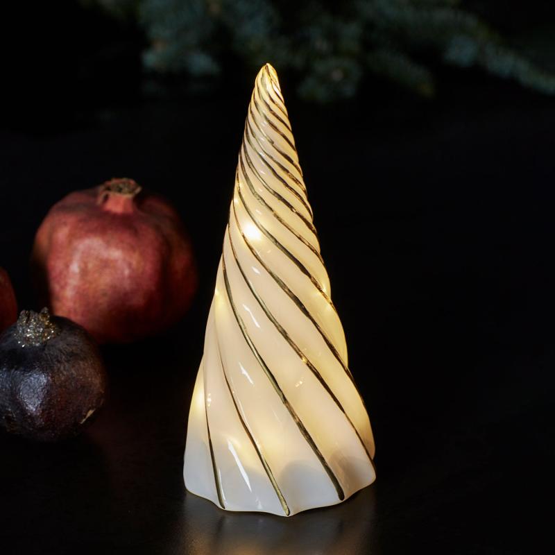 Sirius Vilma Træ, Hvid/Guld, Ø9.5 x H19 cm