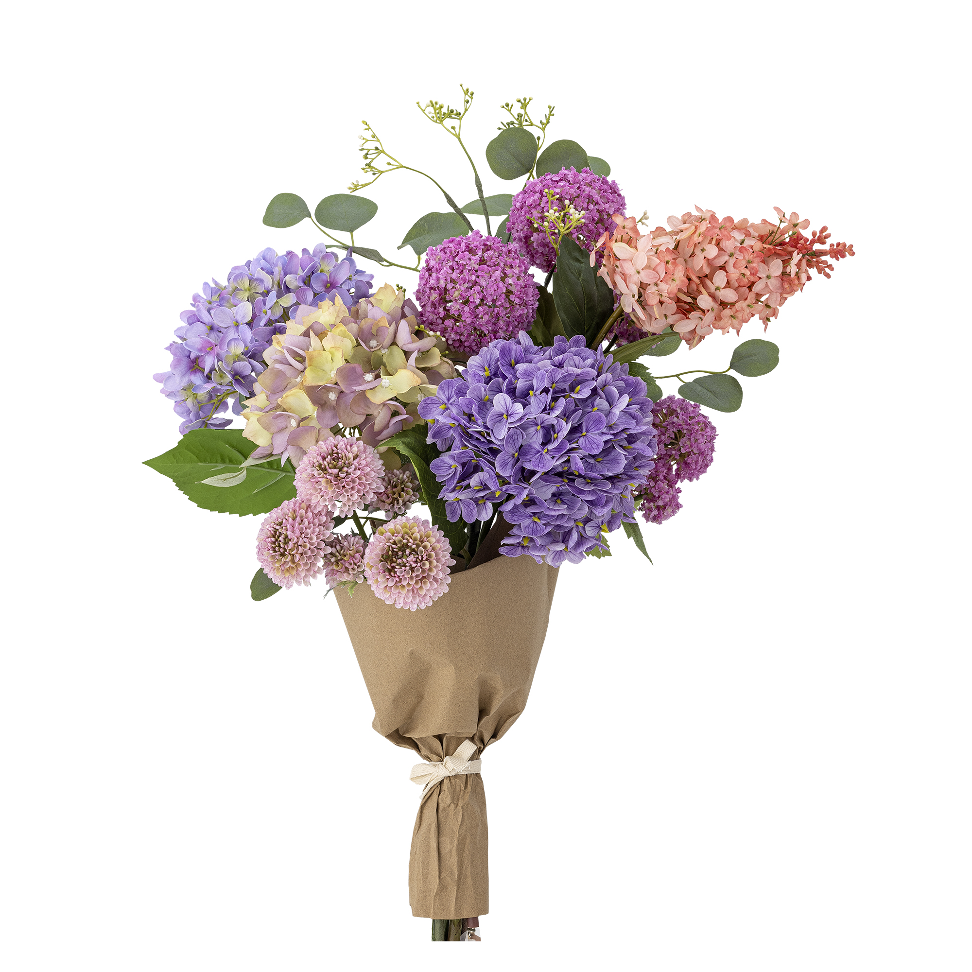Bloomingville - Edge Buket, Lilla, Kunstige Blomster, D30xH80 cm billede