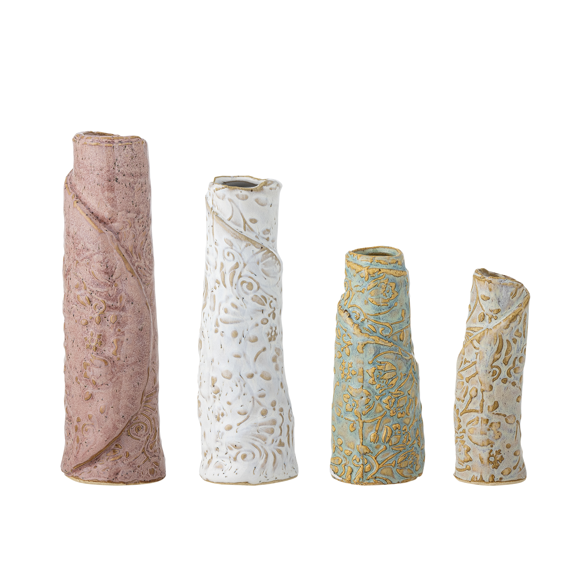 Bloomingville - Temple Vase, Brun, Stentøj, D3xH9/D4xH9,5/D4xH12,35/D4,5xH14,5 cm, Set of 4 billede