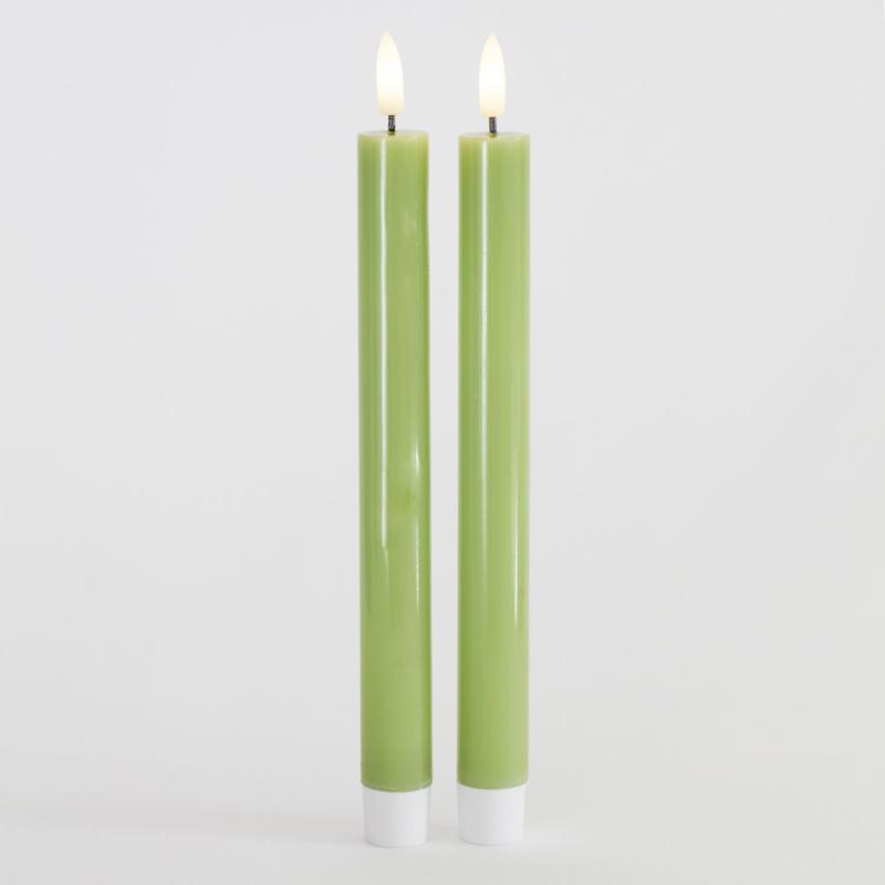 Sirius - Sille Kronelys 2 Stk. sæt, Ø2x25 cm, Forårsgrøn