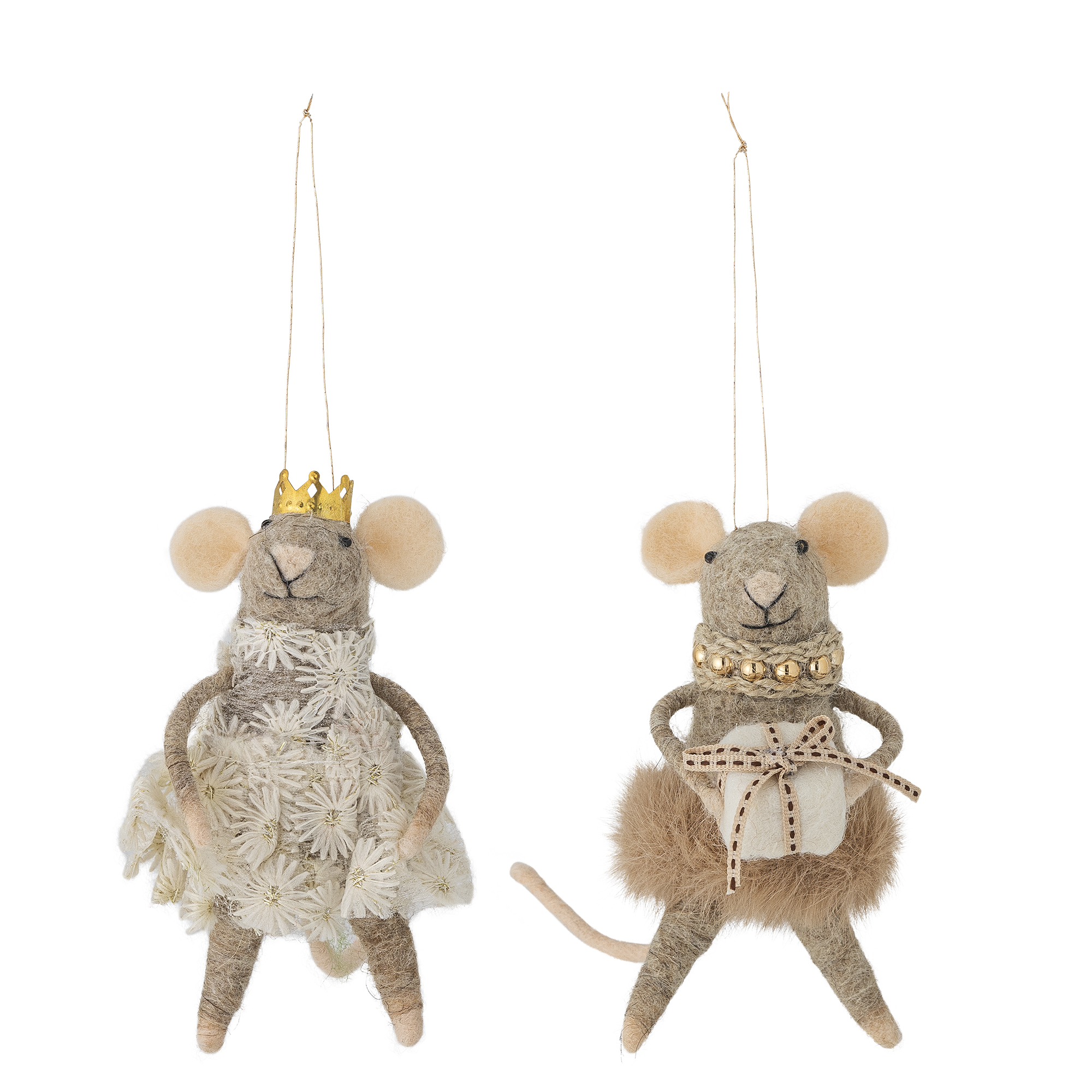 Bloomingville - Peo Ornament, Brun, Uld, L8xH13xW6 cm, Set of 2