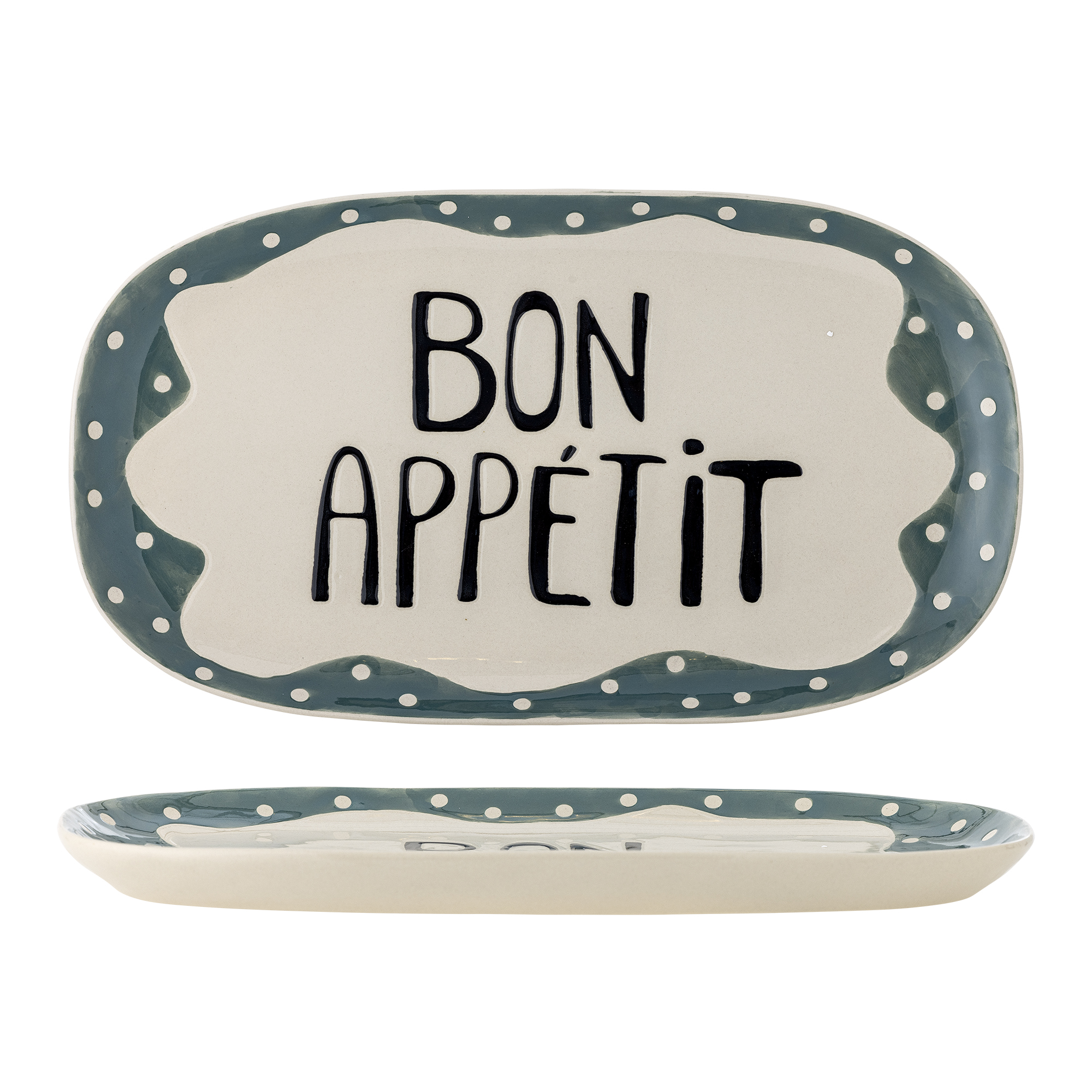 Bloomingville - Soline Serveringsfad, Multifarvet, Stentøj, L40xH2,5xW25 cm