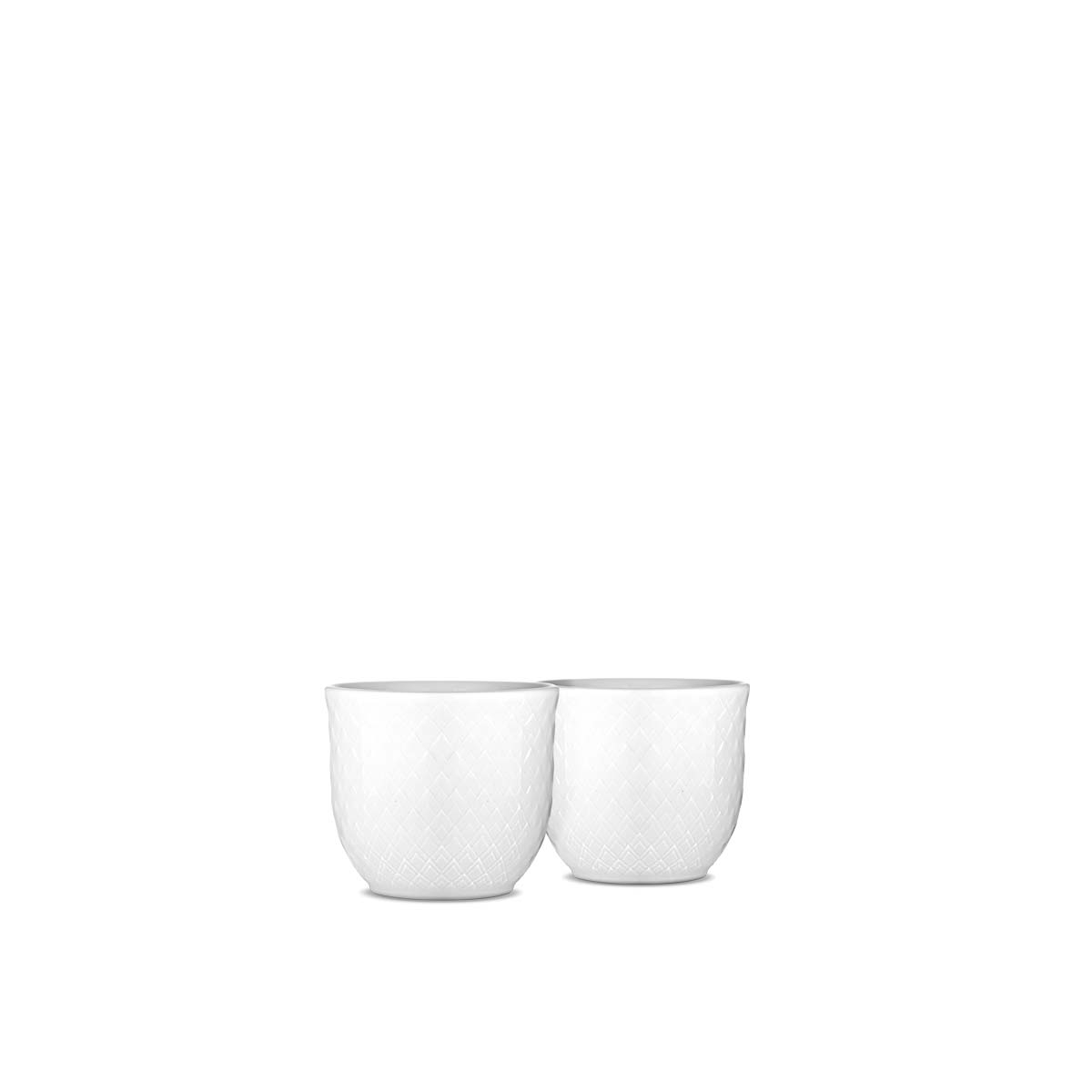 Se Lyngby Porcelæn - Rhombe Æggebæger Ø5 cm hvid porcelæn 2 stk hos Rikki Tikki Shop