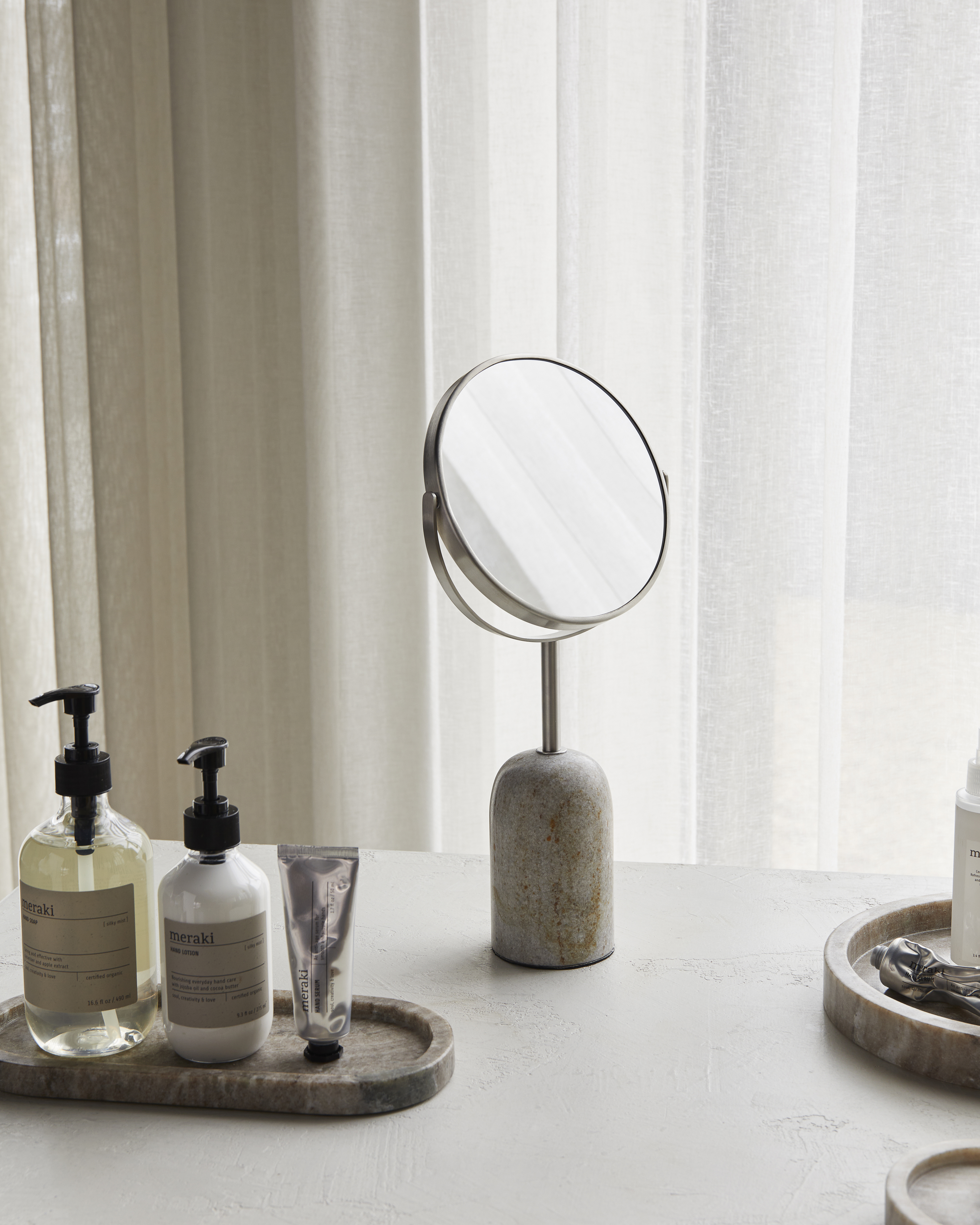 Bordspejl, Marble, Beige