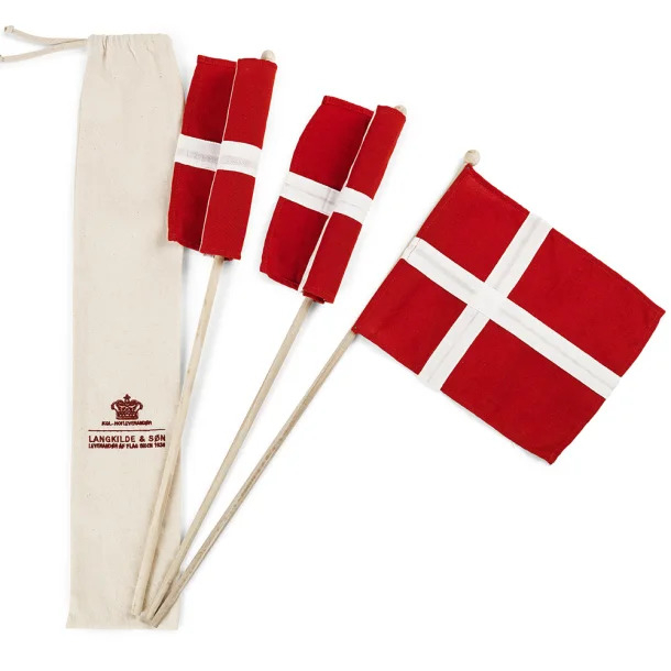 Langkilde & Søn Stofflag på pind - 3 stk. hurraflag Dannebrog Langkilde & Søn Stofflag på pind - 3 stk. hurraflag Dannebrog