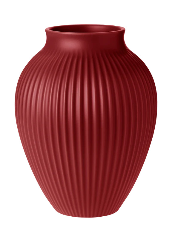 Knabstrup vase H 27 cm ripple soft kirsebærrød