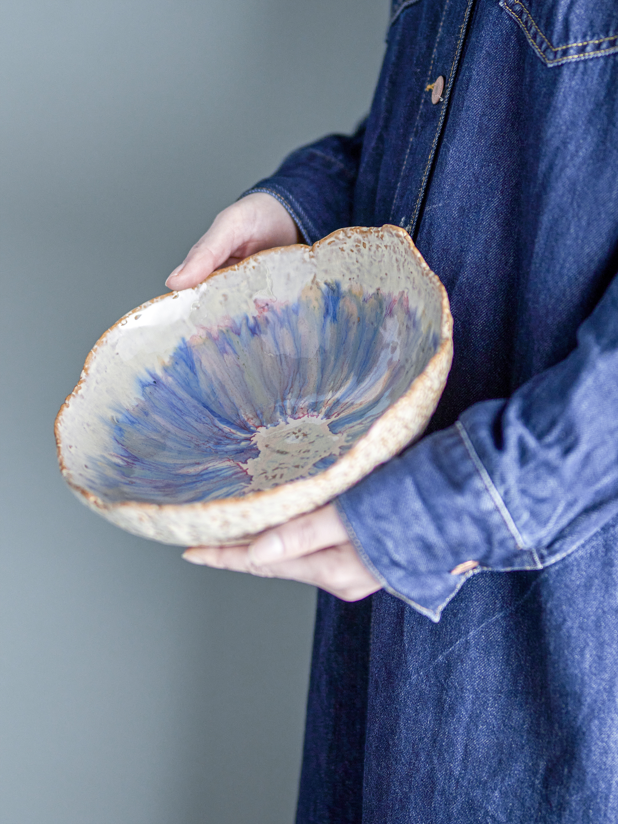 Amalia Skål, Blå, Stentøj, D24xH8 cm