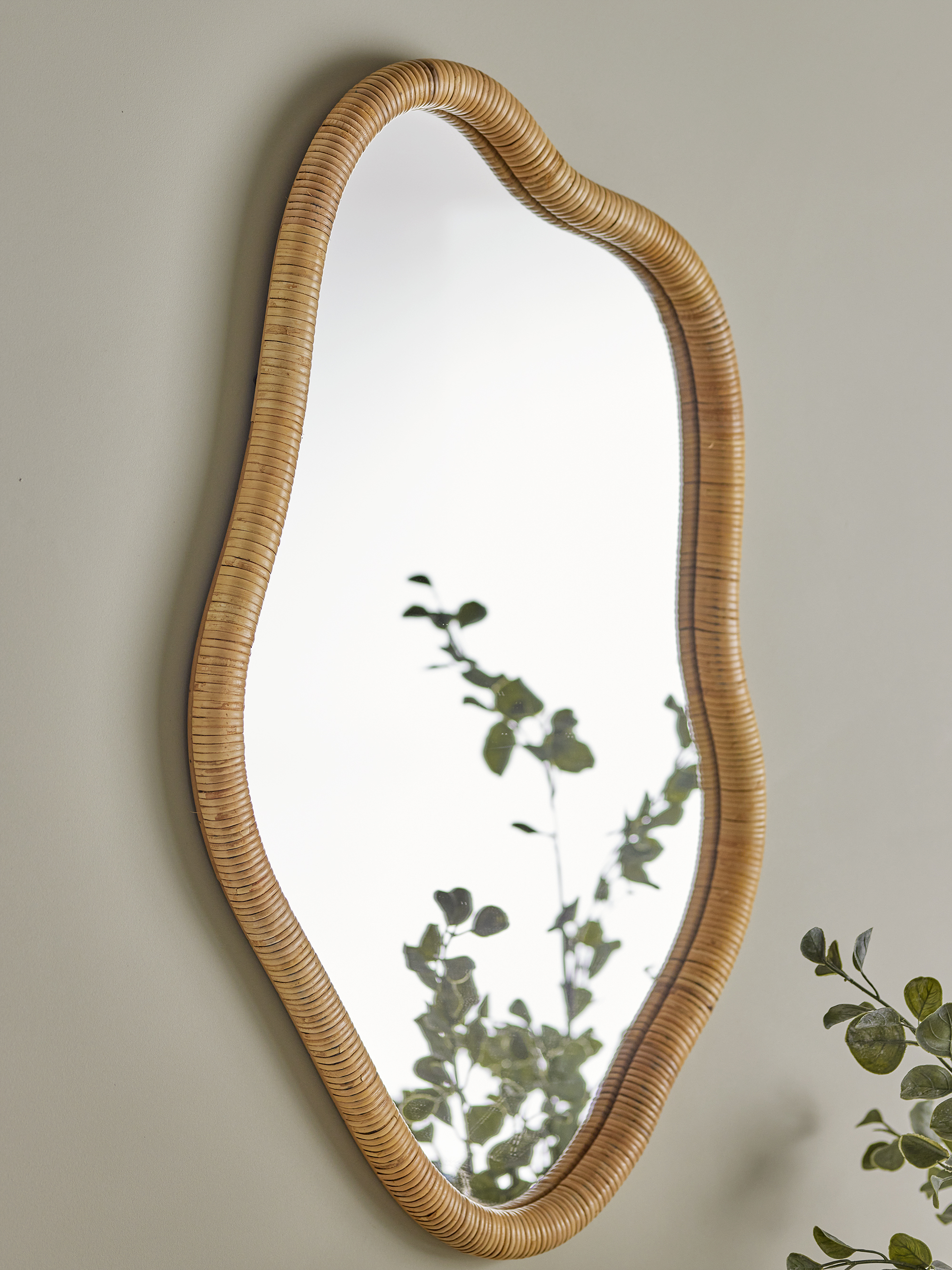 Ashlie Vægspejl, Natur, Rattan, L50xH80xW3,5 cm