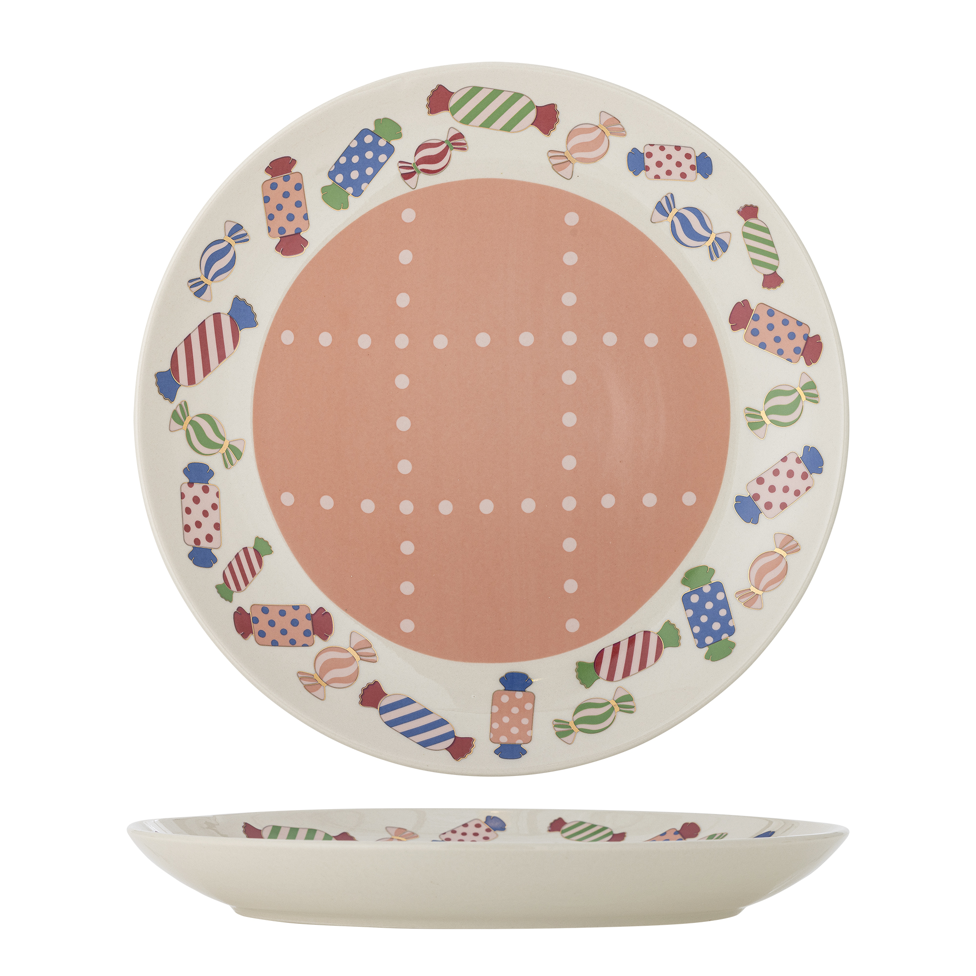 Bloomingville - Caramella Tallerken, Multifarvet, Stentøj, D30,5xH4 cm