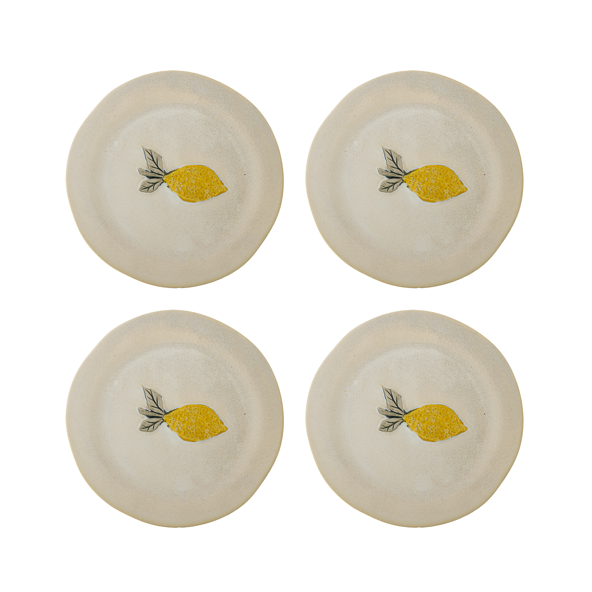 Bloomingville - Hadden Tallerken, Gul, Stentøj, D21xH2 cm, Set of 4