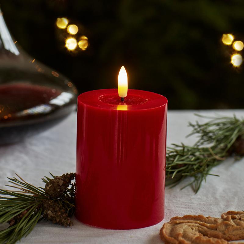 Sirius - Sille Lak Bloklys, Ø7,5 x H10 cm, Rød billede