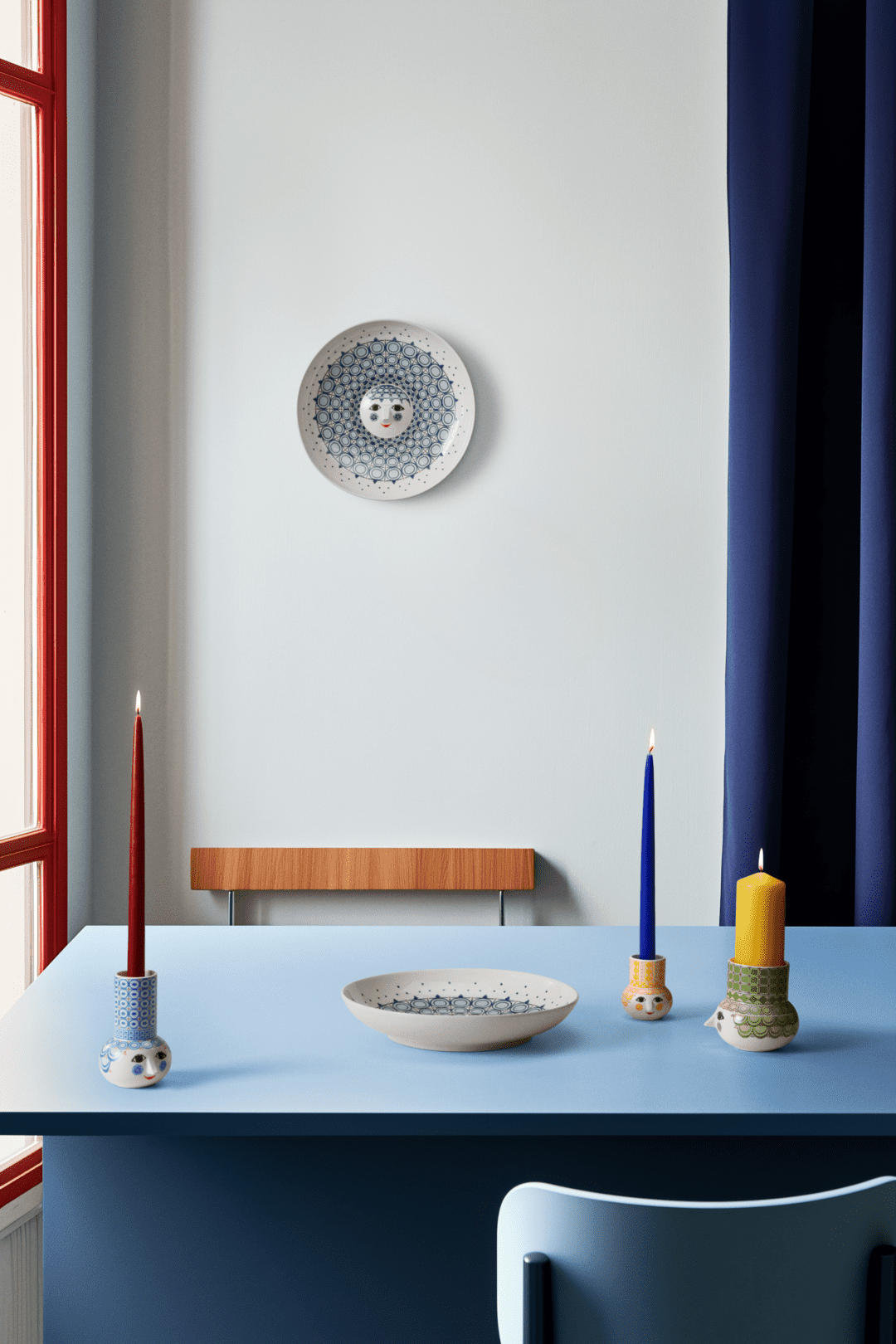 Wiinblad Olga Lysestage H14 cm lys blå