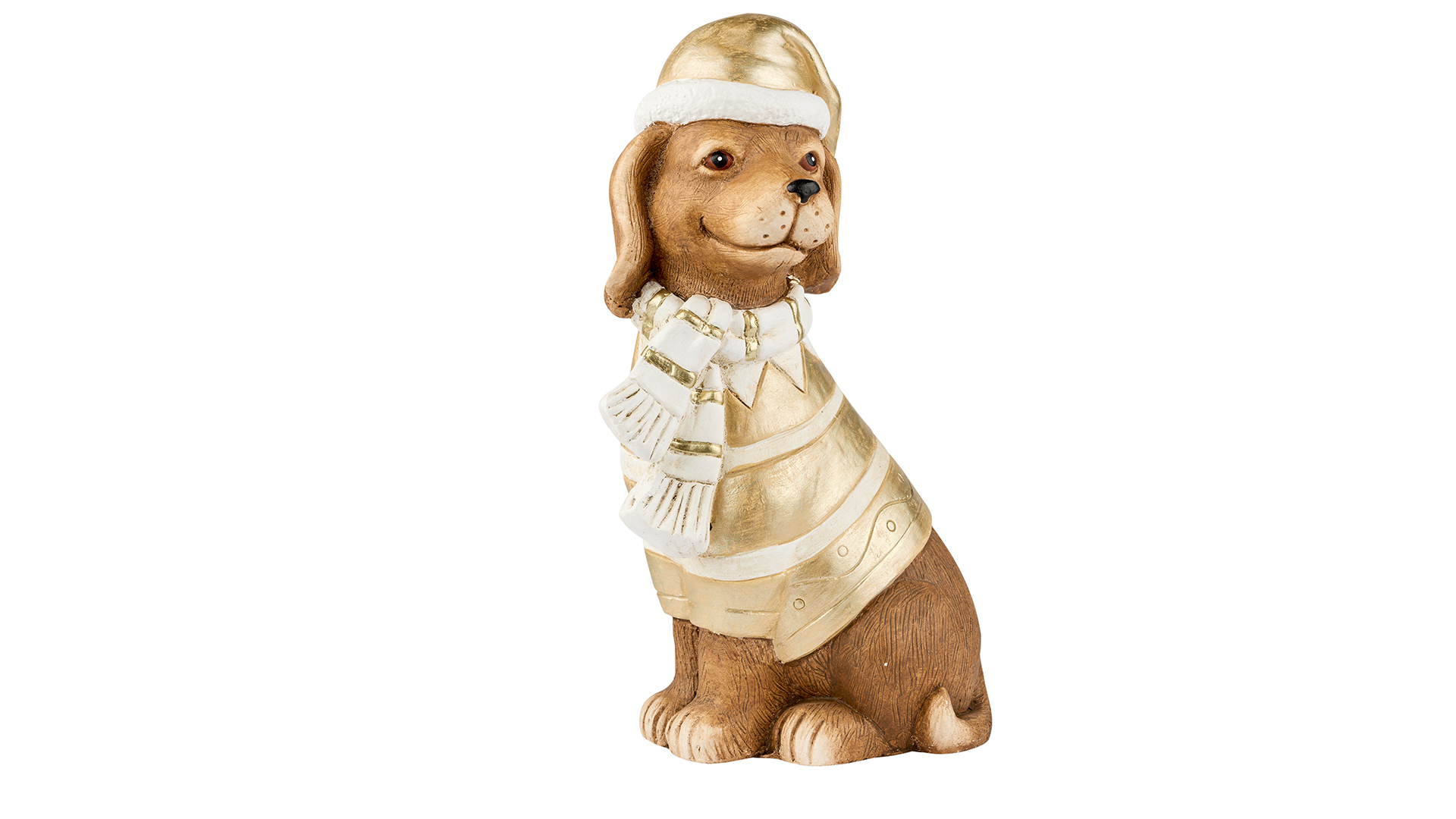 2Have - Hund med nissehue 36x22 cm Brun/Guld