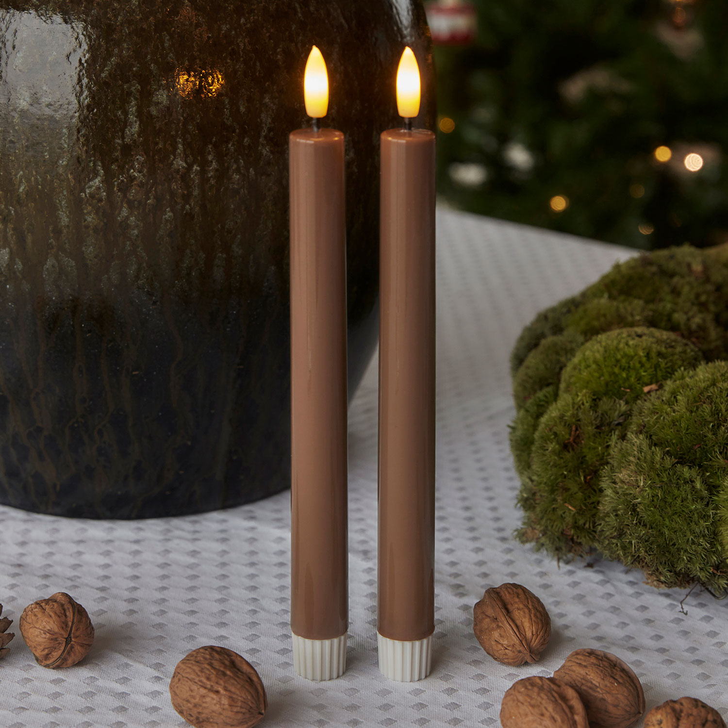 Sirius - Sille Lacquer Taper 2 stk set, Toffee, Ø2xH20cm
