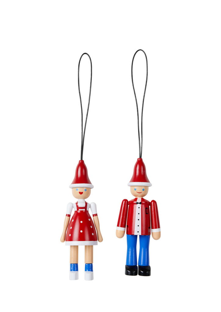 Kay Bojesen  - Julepynt Jule Ole & Jule Lise rød/blå/hvid