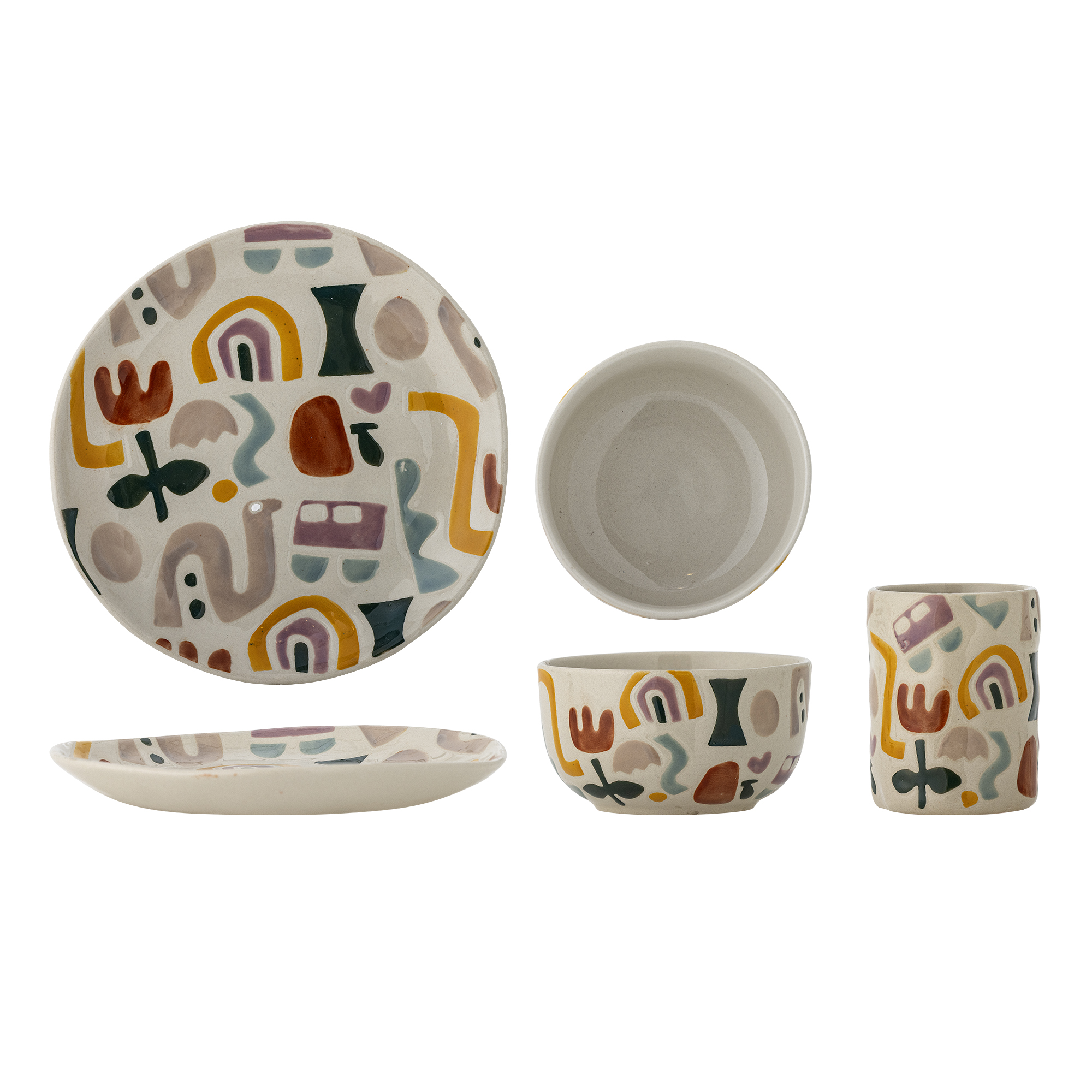 Bloomingville - Filur Stelsæt, Multifarvet, Stentøj, C:D7xH9/B:D11xH6,5/P:D19xH2 cm, Set of 3