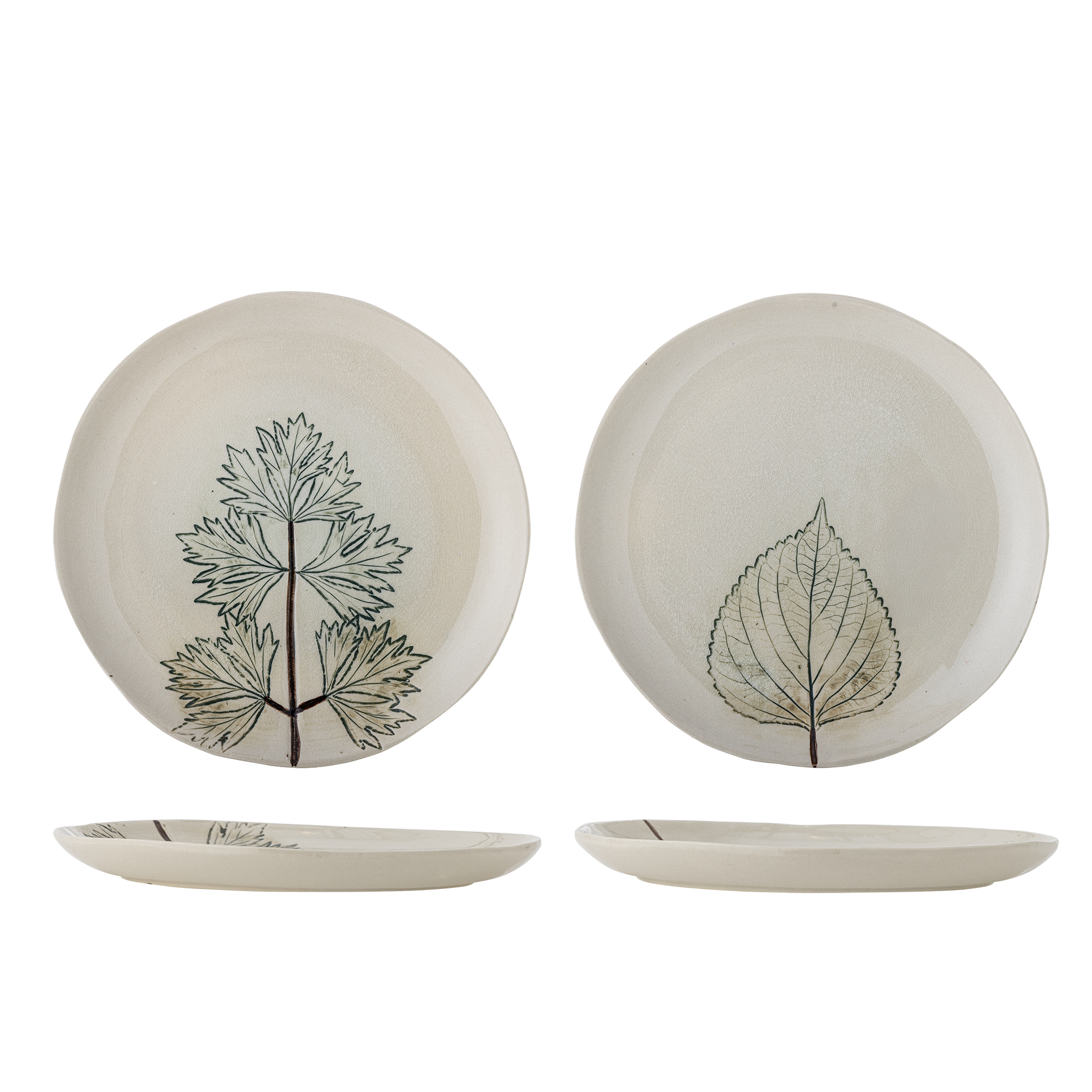 Bloomingville - Aubrin Tallerken, Natur, Stentøj, D27xH1,5 cm, Set of 2