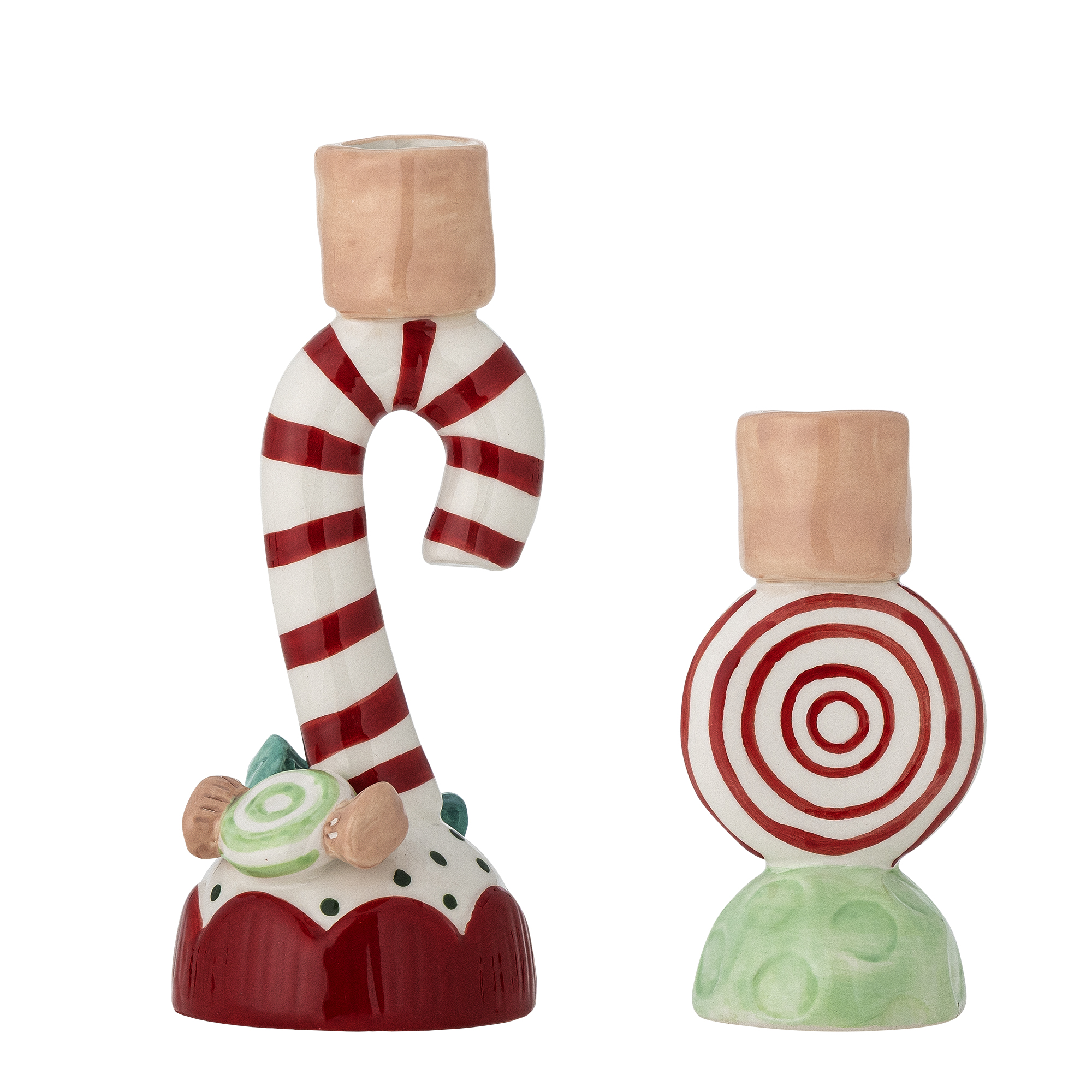 Bloomingville - Leiani Lysestage, Multifarvet, Keramik, D7xH8,5/D6,5xH11 cm, Set of 2