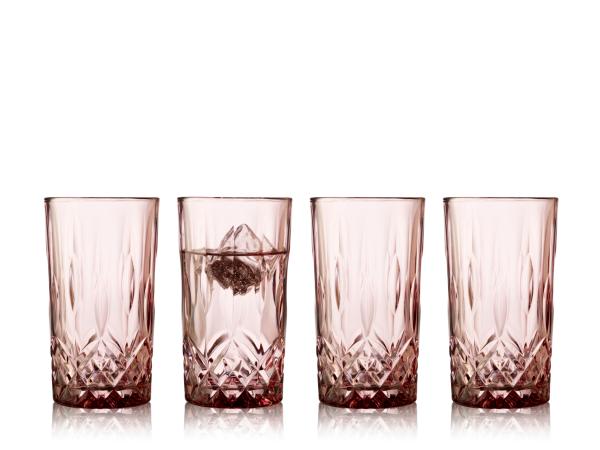 Lyngby Glas Sorrento Highball 38 cl 4 stk. Pink